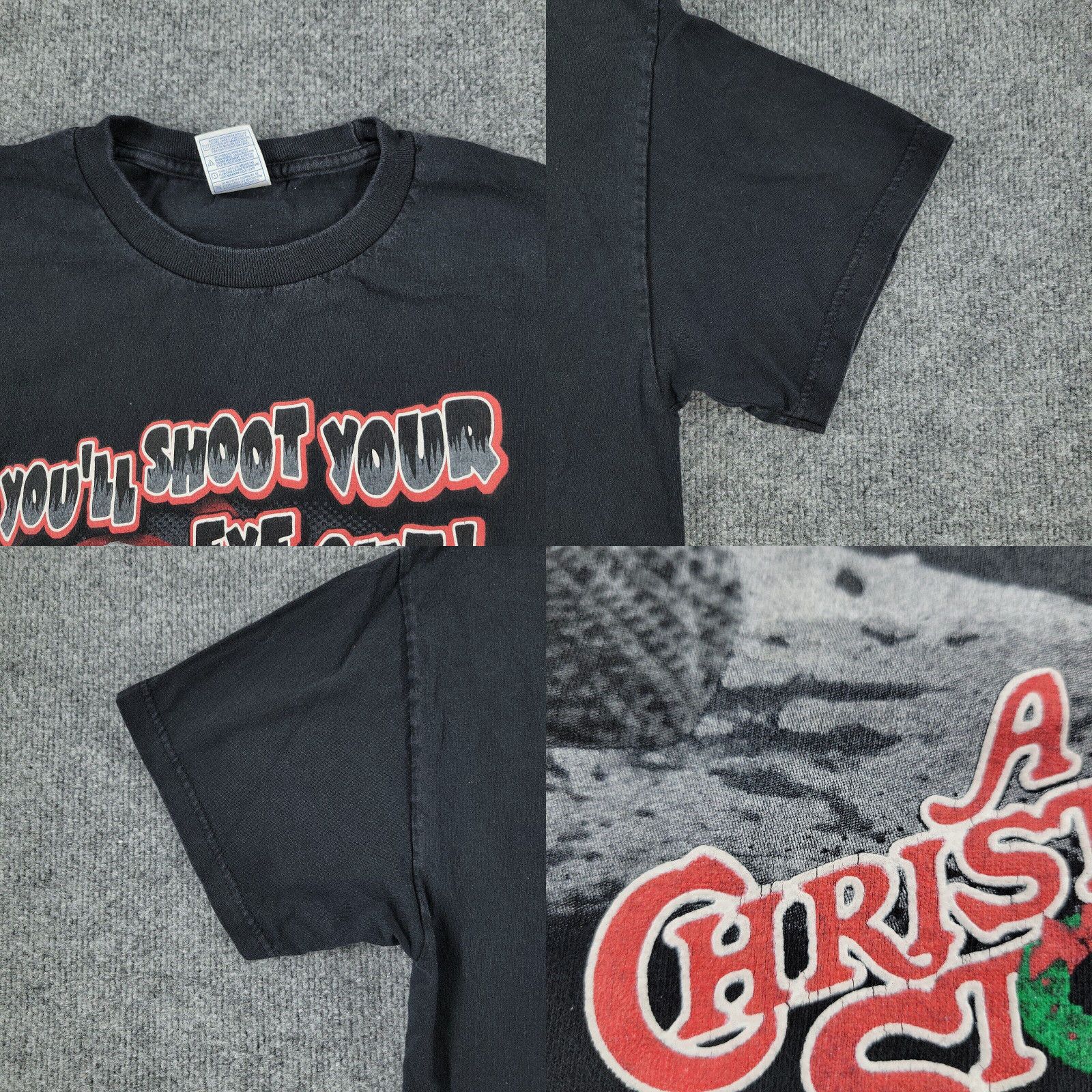 Vintage A Christmas Story Shirt Men Large Black Graphic Tee Short