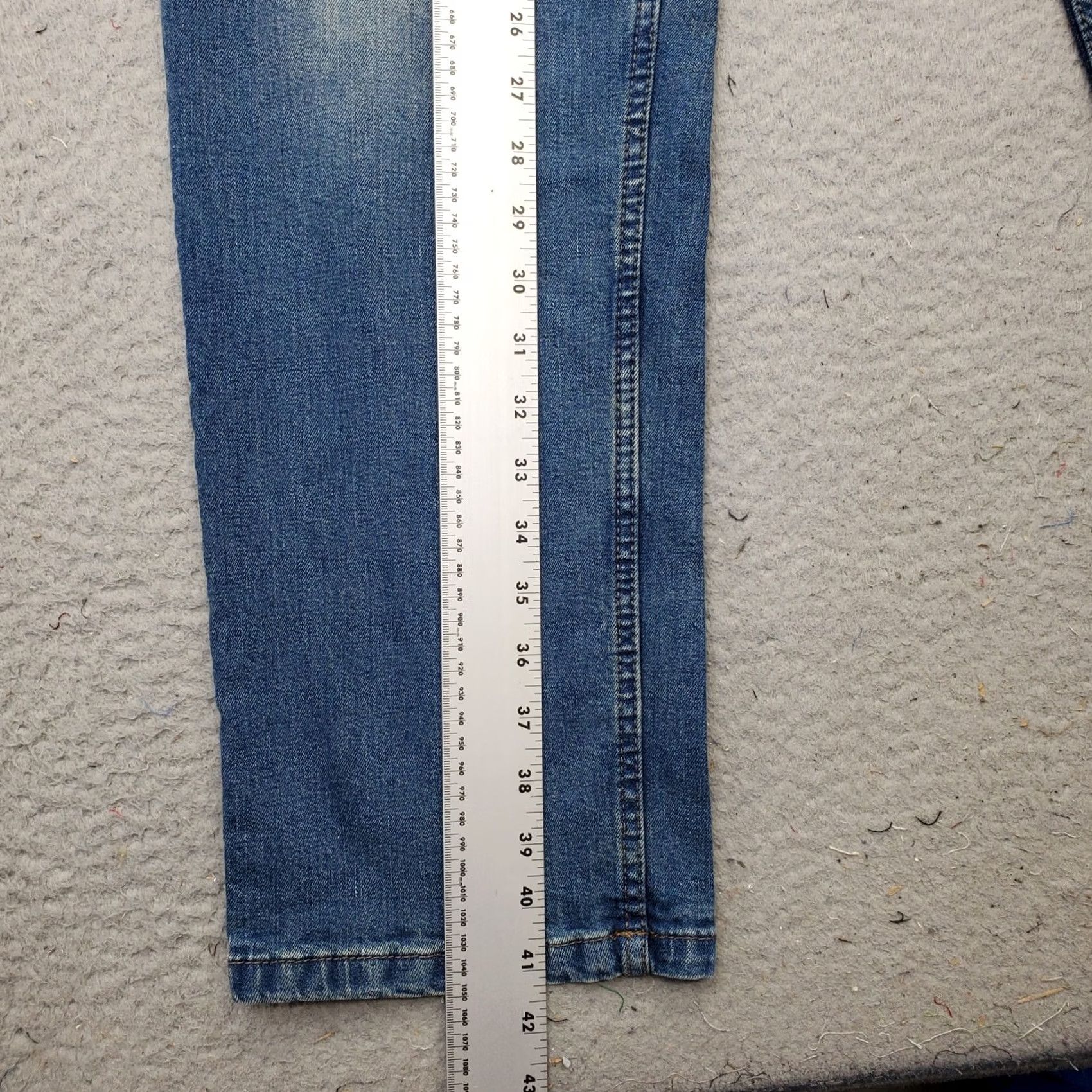 Vintage Stitches & Rivets Jeans Mens 40x32 Blue Denim Slim Straight Leg Wear 5-Pocket Size US 40 / EU 56 - 3 Thumbnail