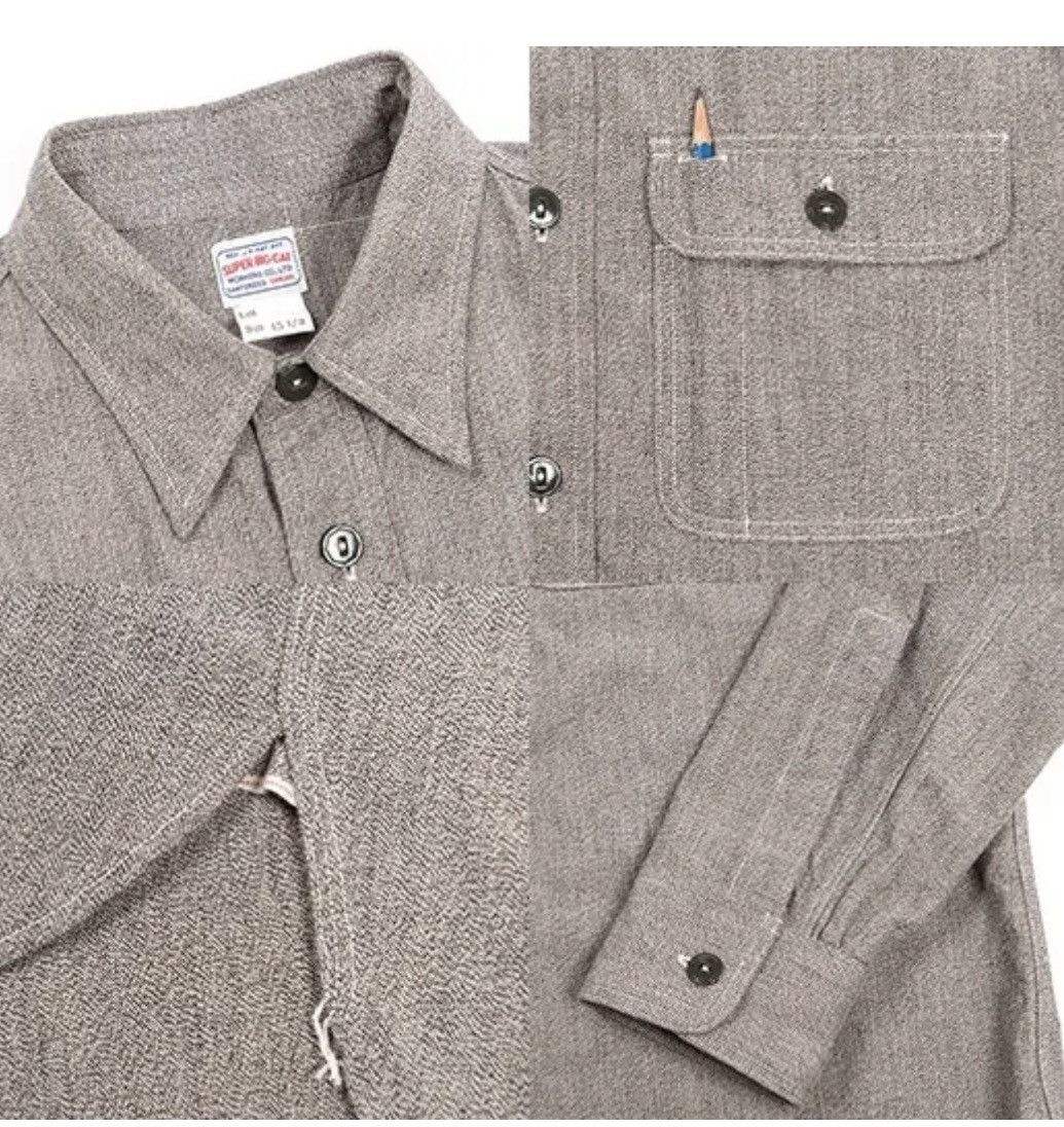 Freewheelers Super Big-Cat Workers Japan Salt & Pepper Work Shirt Size US L / EU 52-54 / 3 - 4 Thumbnail