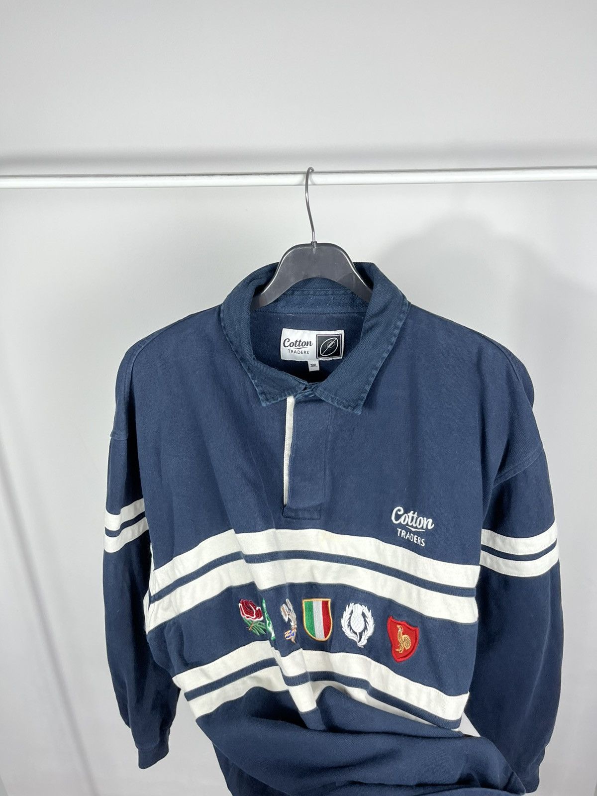 Cotton Traders Cotton Traders Rugby Shirt Navy Flags Long Sleeve Polo 3XL Size US XXL / EU 58 / 5 - 8 Thumbnail
