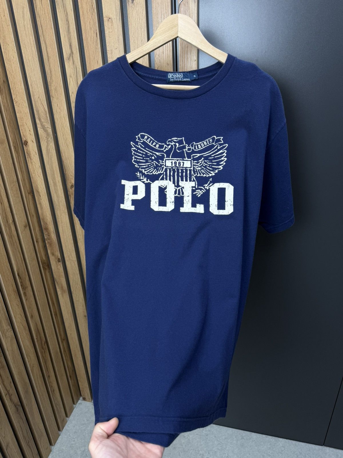 Polo Ralph Lauren Vintage Polo Ralph Lauren Eagle Logo T Shirt Navy Blue XL Size US XL / EU 56 / 4 - 6 Thumbnail