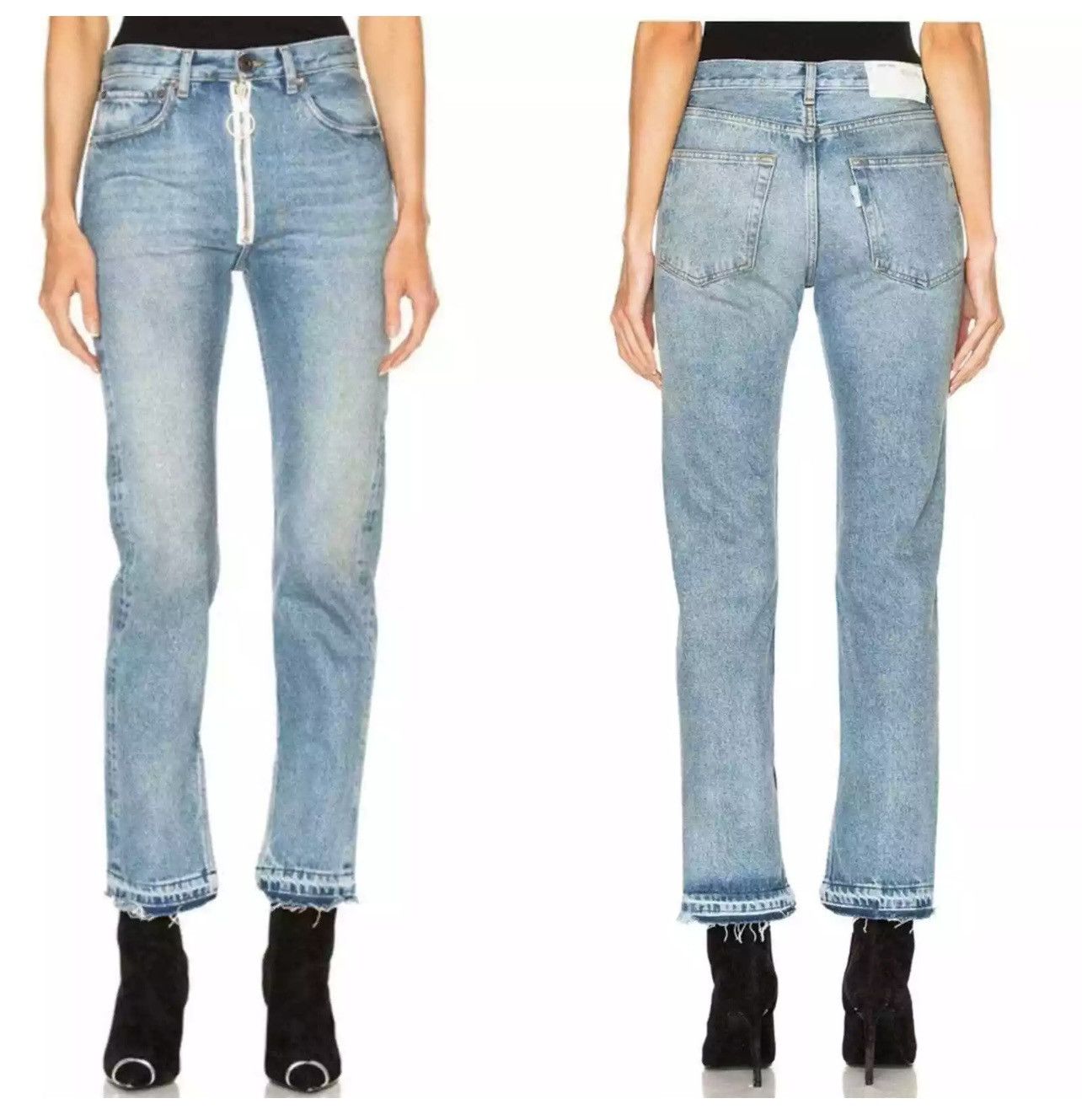 Off-White OFF-WHITE Two Tone Mod.Split Split Baggy 5 Pocket Jeans Blue Size 29" - 2 Thumbnail