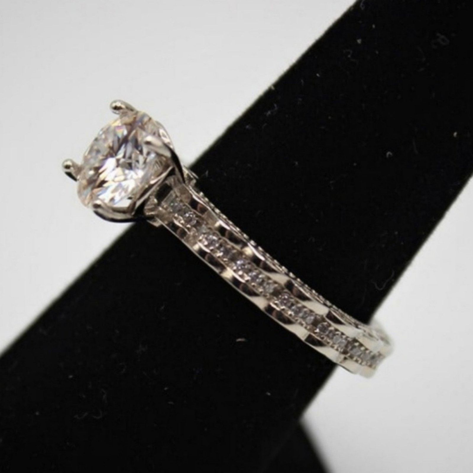 Other 2 Ct Moissanite Ring Rhodium Plated 925 Sterling Silver 6 Size ONE SIZE - 6 Thumbnail