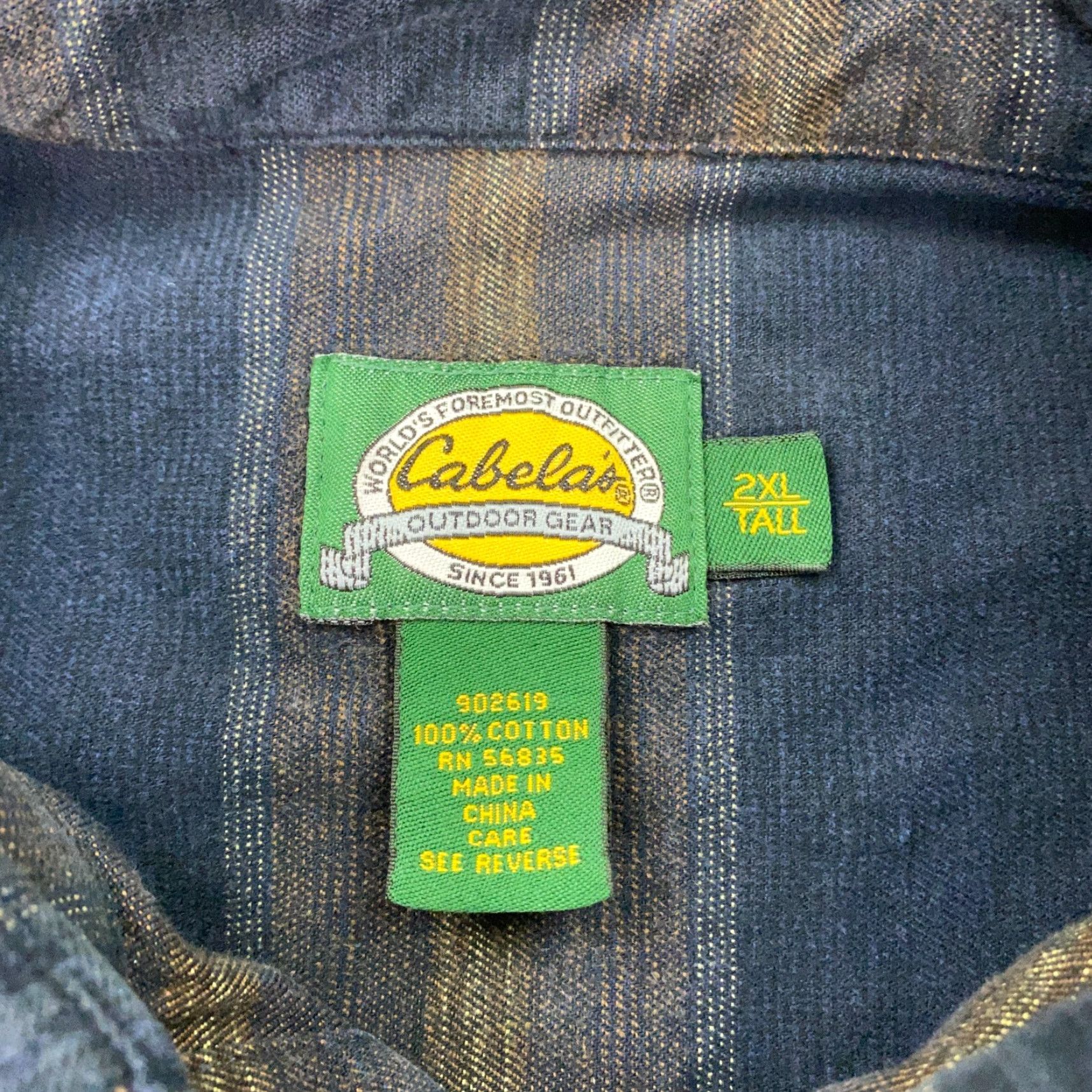 Vintage Cabela's Men’s 2XL Tall Long Sleeve Button-Down Shirt Cotton Flannel Striped Casual Size US XXL / EU 58 / 5 - 6 Thumbnail