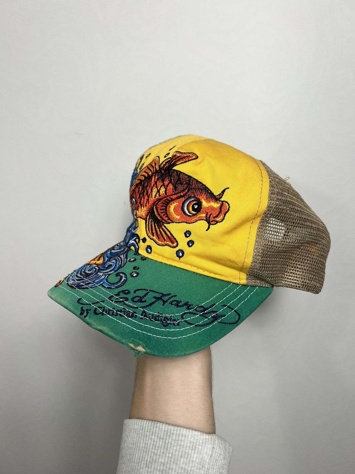 Ed Hardy Rare Ed Hardy Embroidered Carp Distressed Cap Size ONE SIZE - 4 Thumbnail