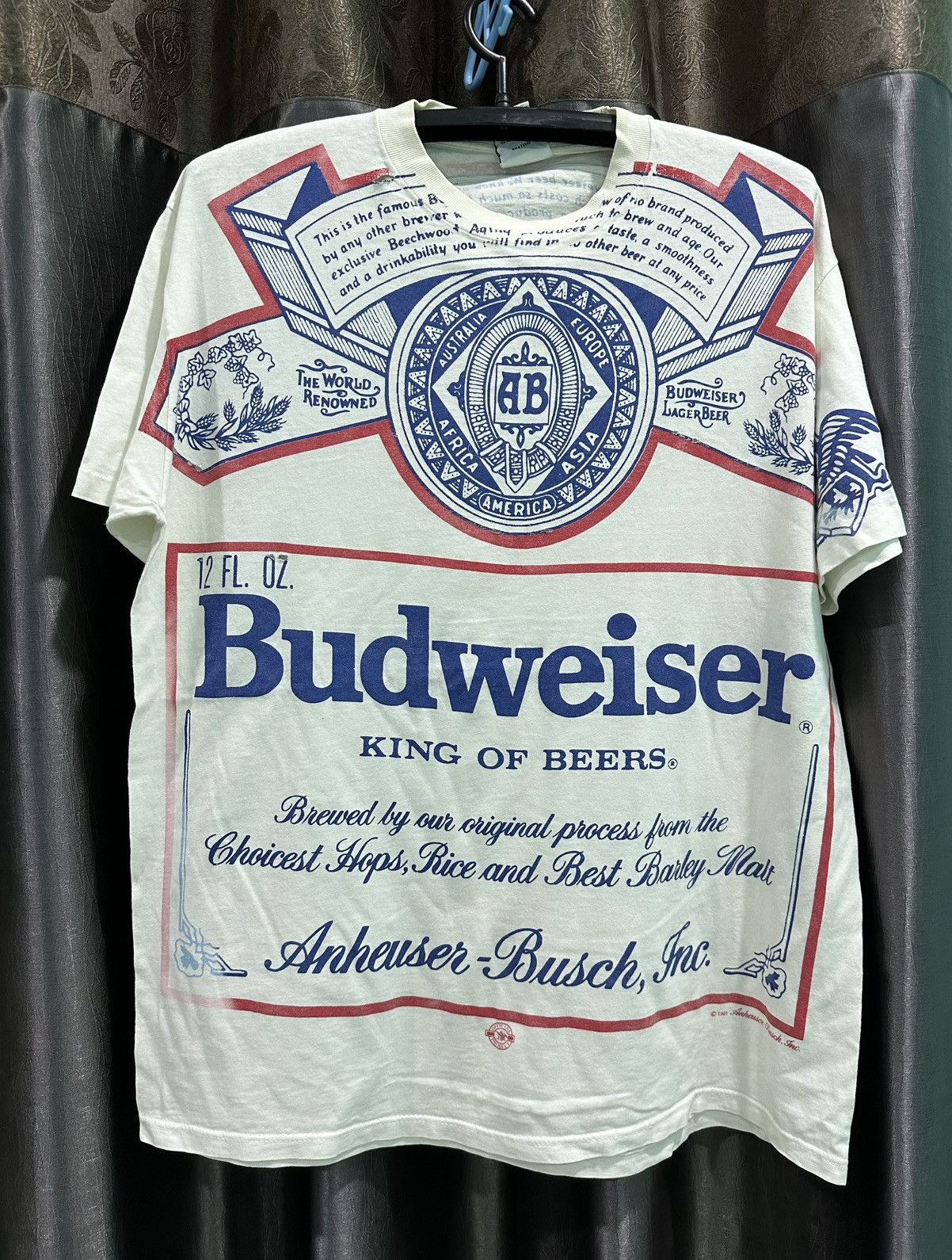 Budweiser Vintage White Budweiser "King of Beers" 1990s AOP Tee Size US XL / EU 56 / 4 - 1 Thumbnail