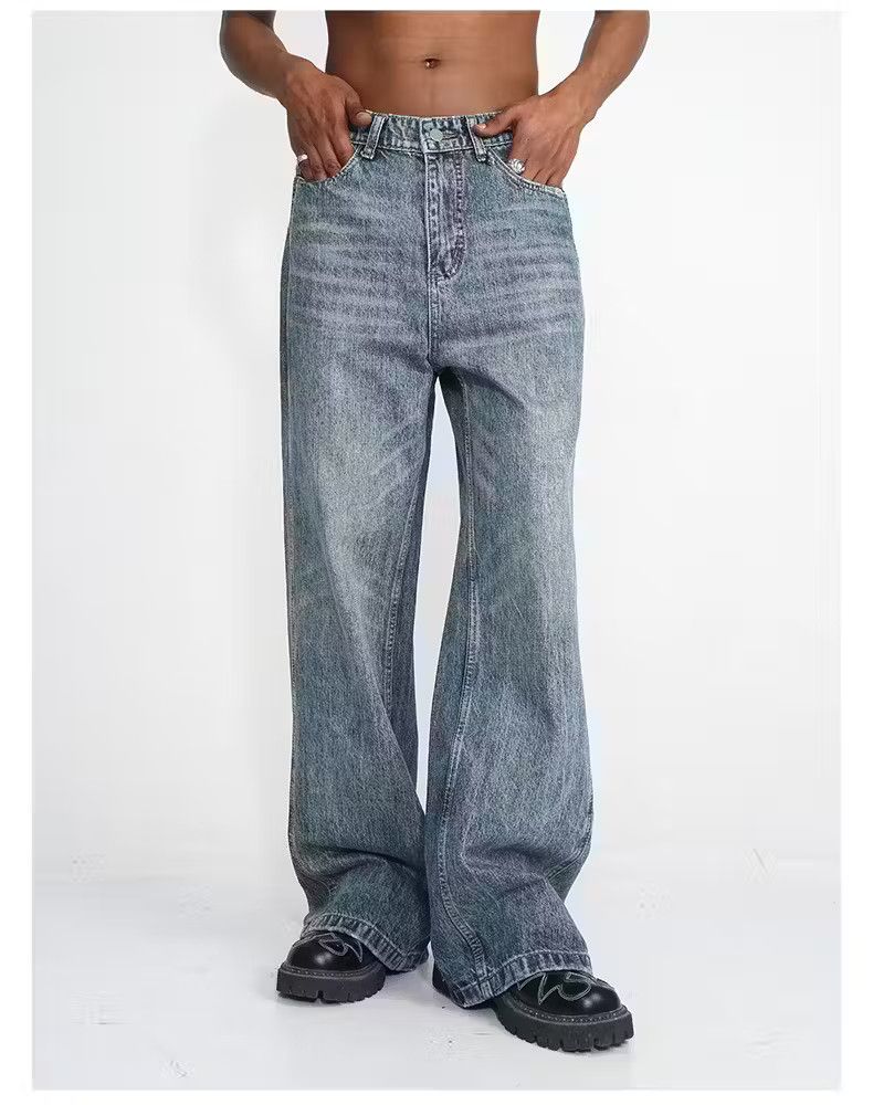 image of Vintage Y2K Faded Washed Flared Jeans in Blue Fade, Men's (Size 30)