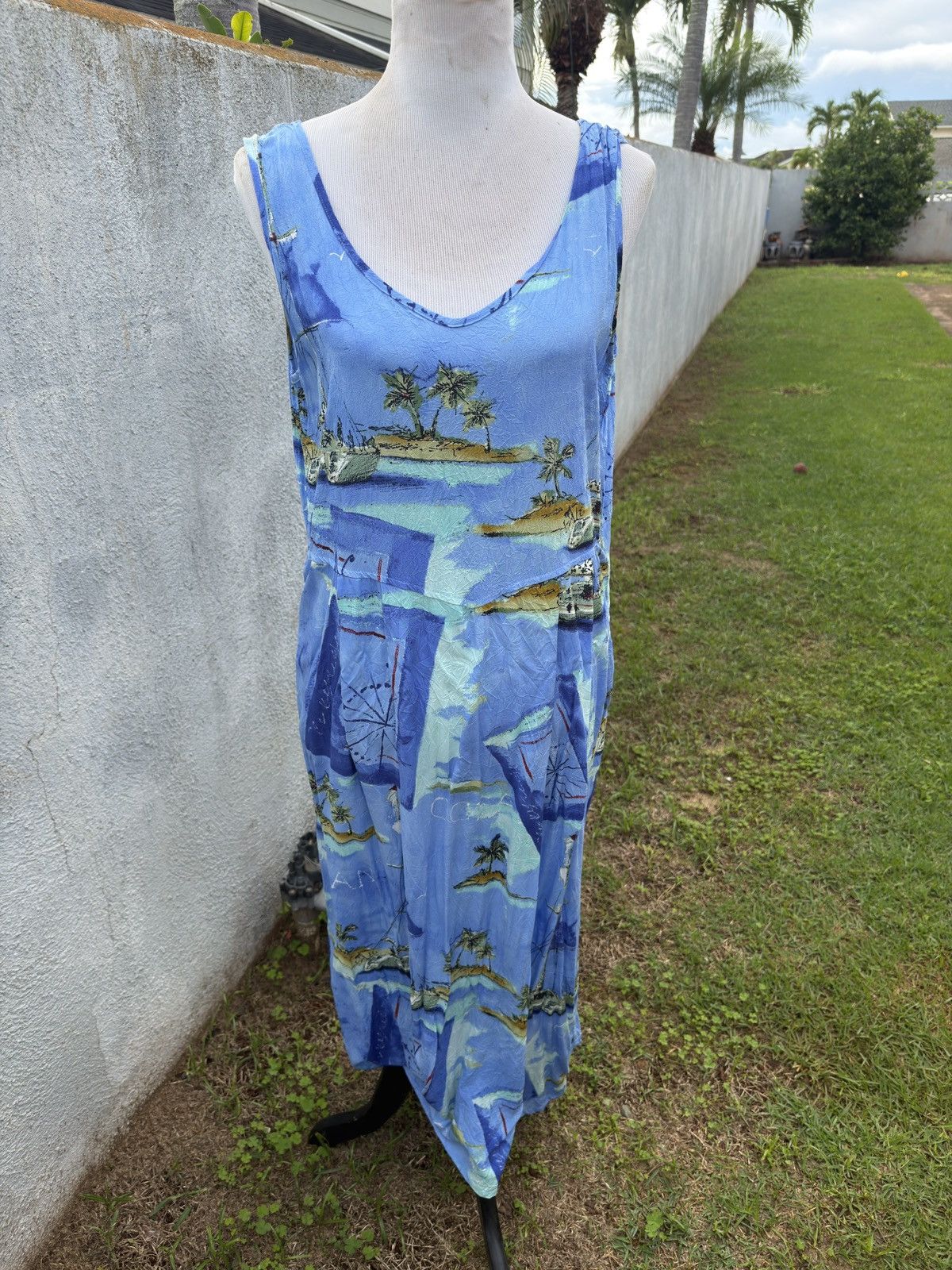 Jams World PreOwned Jams World Maxi Dress Hawaiian Print Blue Women's L Size L / US 10 / IT 46 - 1 Thumbnail