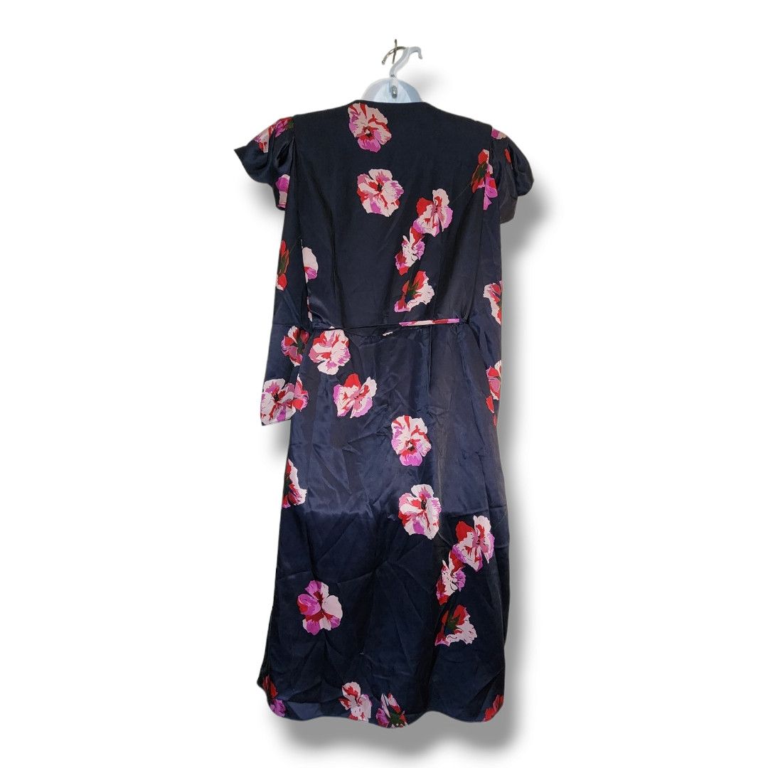 Joie Joie Miltona Navy Blue Floral Midi Wrap Dress Size Small Size S / US 4 / IT 40 - 2 Thumbnail