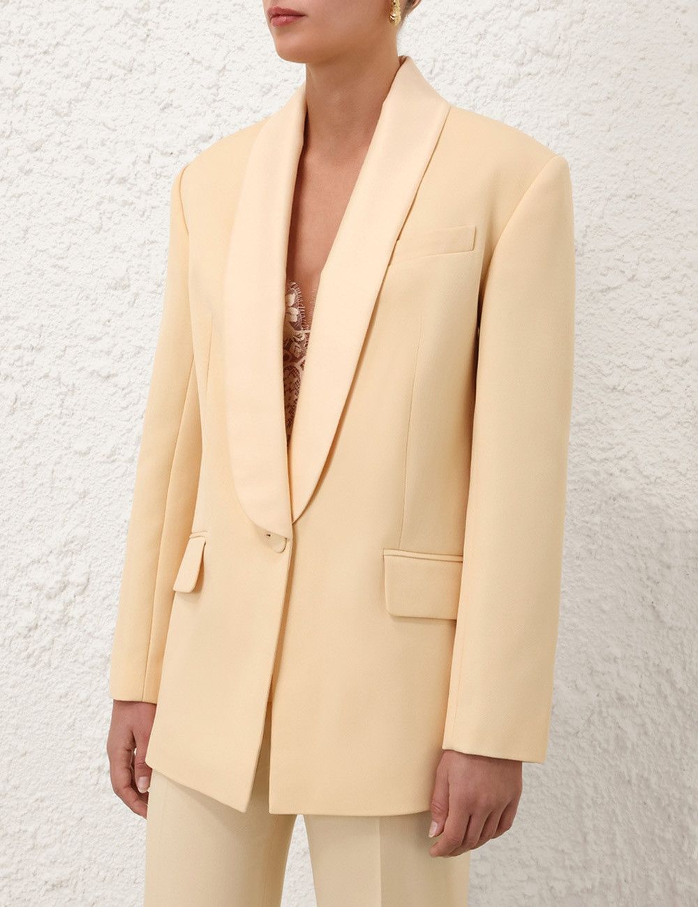 Zimmermann oc11z0725 Illustration Shawl Tux Jacket in Beige Size M / US 6-8 / IT 42-44 - 2 Thumbnail
