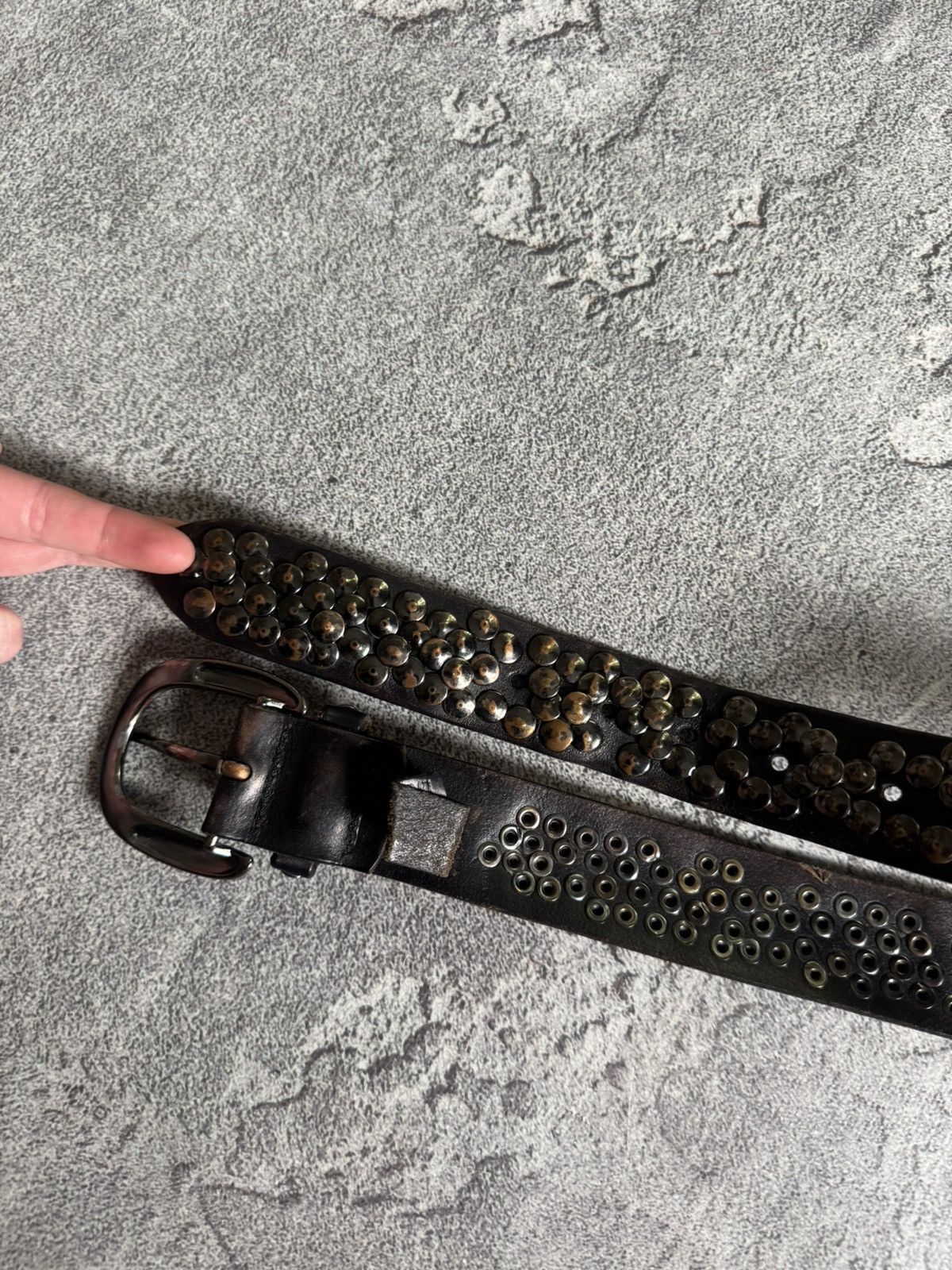 If Six Was Nine Retro leather metal rhinestones belt Y2K L.G.B. 90s opium Size ONE SIZE - 6 Thumbnail