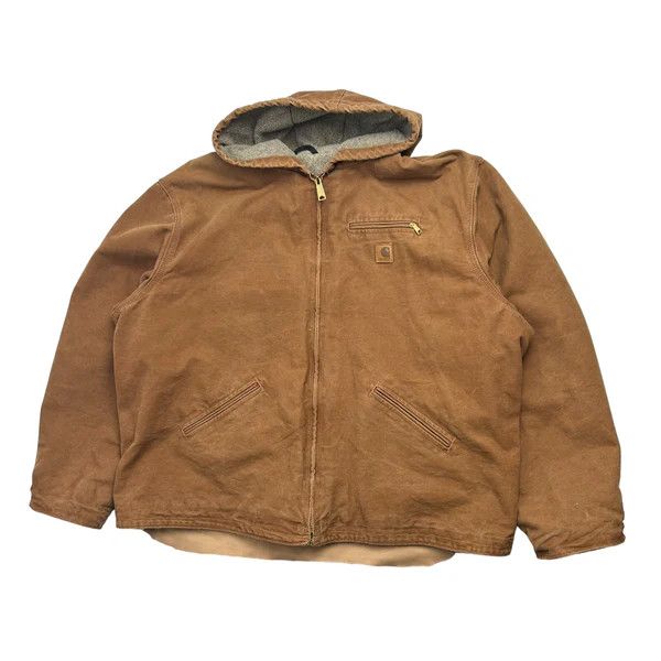 image of Vintage Carhartt J141 Hooded Jacket in Brown, Men's (Size 2XL)