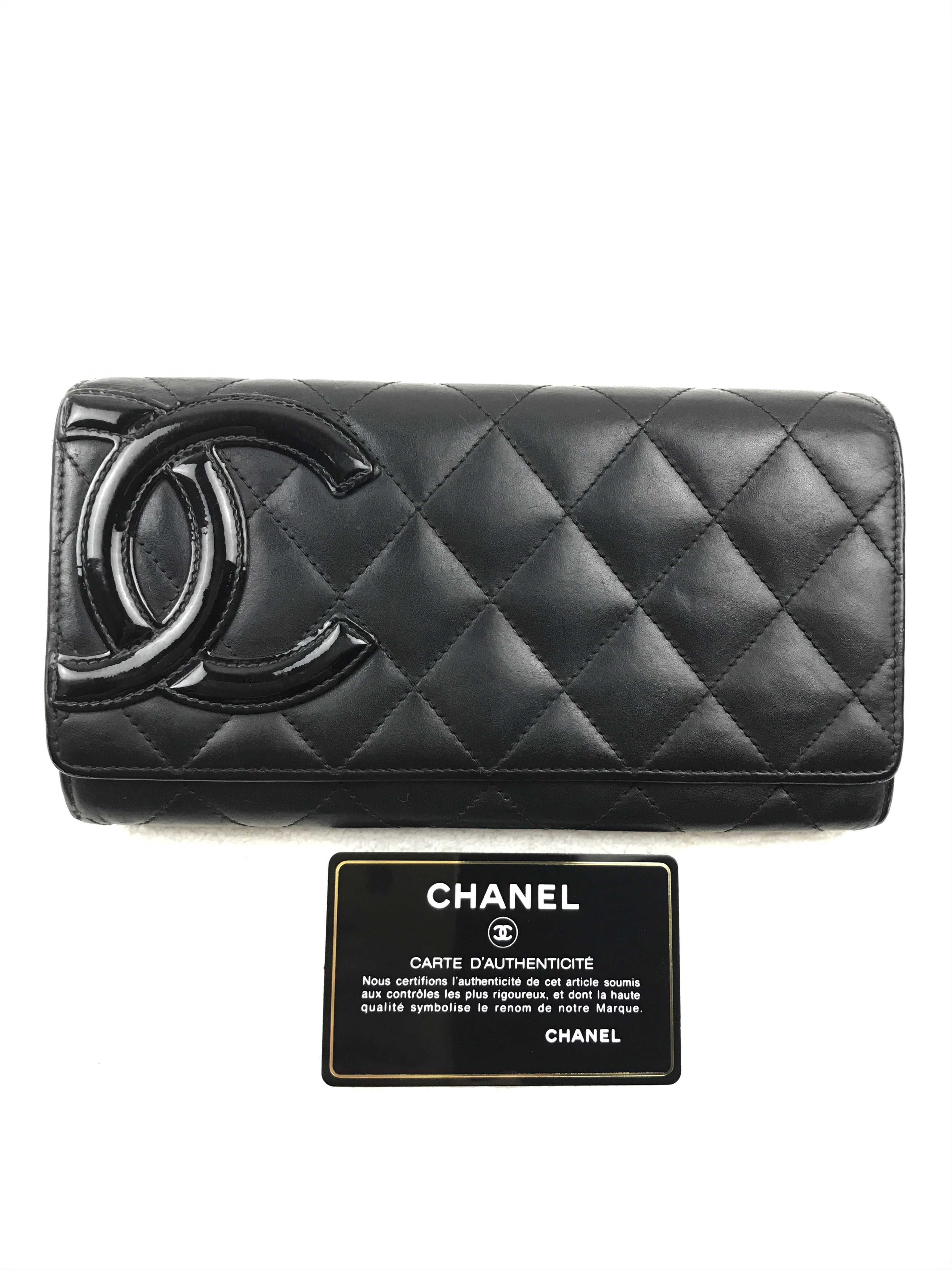 Chanel × Vintage Chanel Cambon Line Coco Mark Long Wallet Black Pink Lambskin Size ONE SIZE - 2 Thumbnail