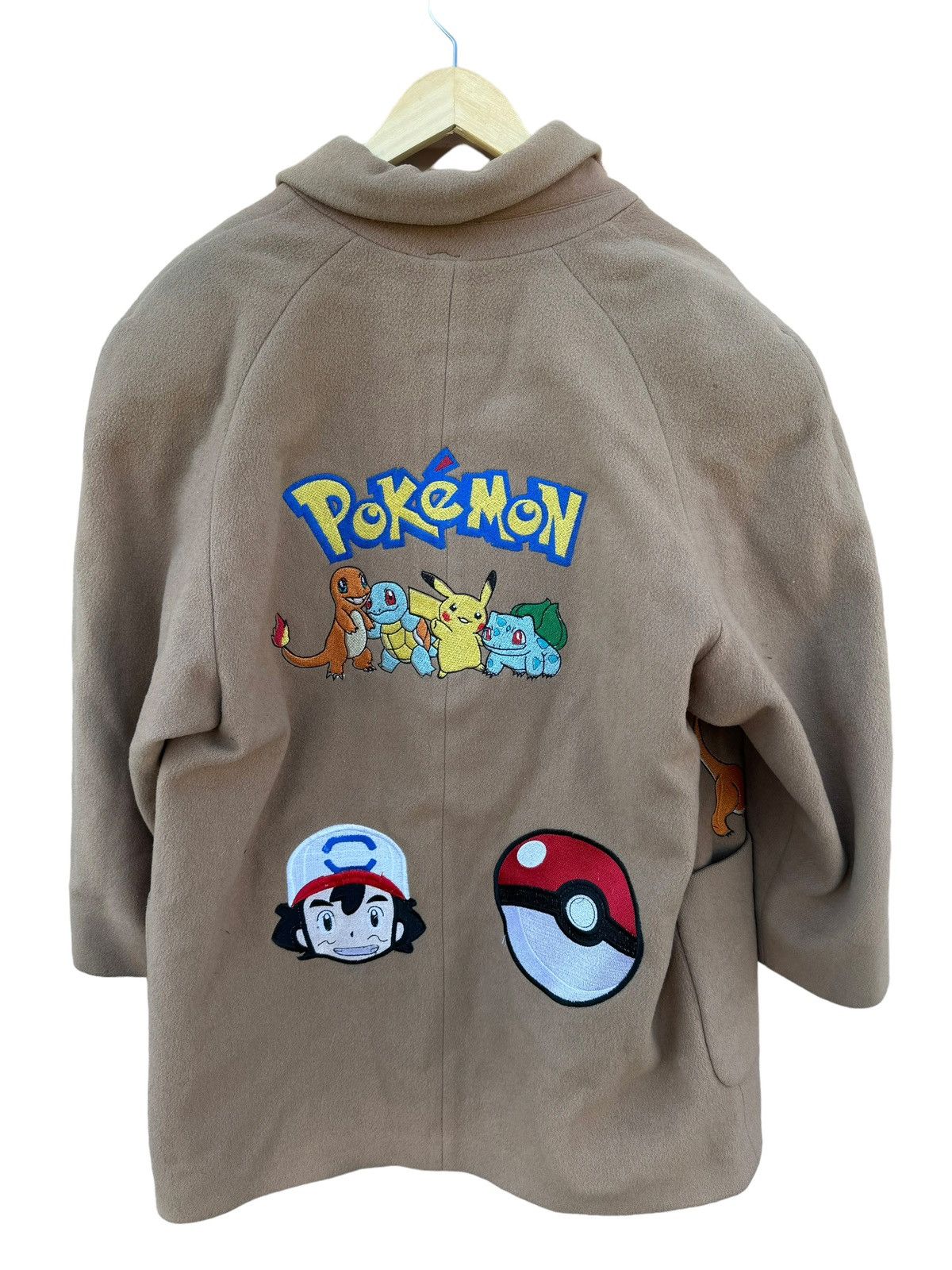 image of Pokemon Vintage Over Coat Tan Jacket Anime Dbz, Men's (Size XL)