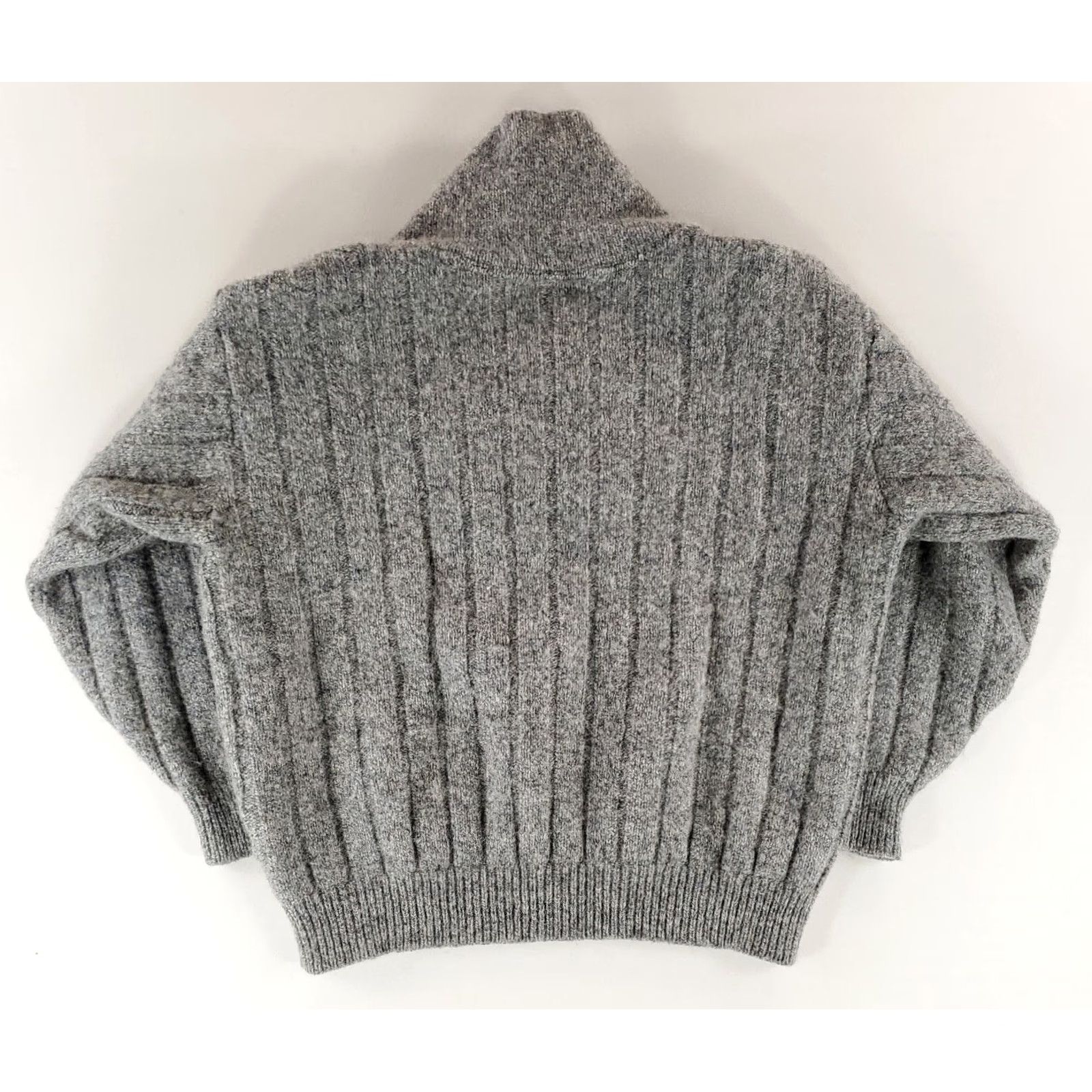 Lands' End Lands' End VTG Shawl Collar Wool Sweater Gray Ribbed Mens L 42-44 Size US L / EU 52-54 / 3 - 3 Thumbnail