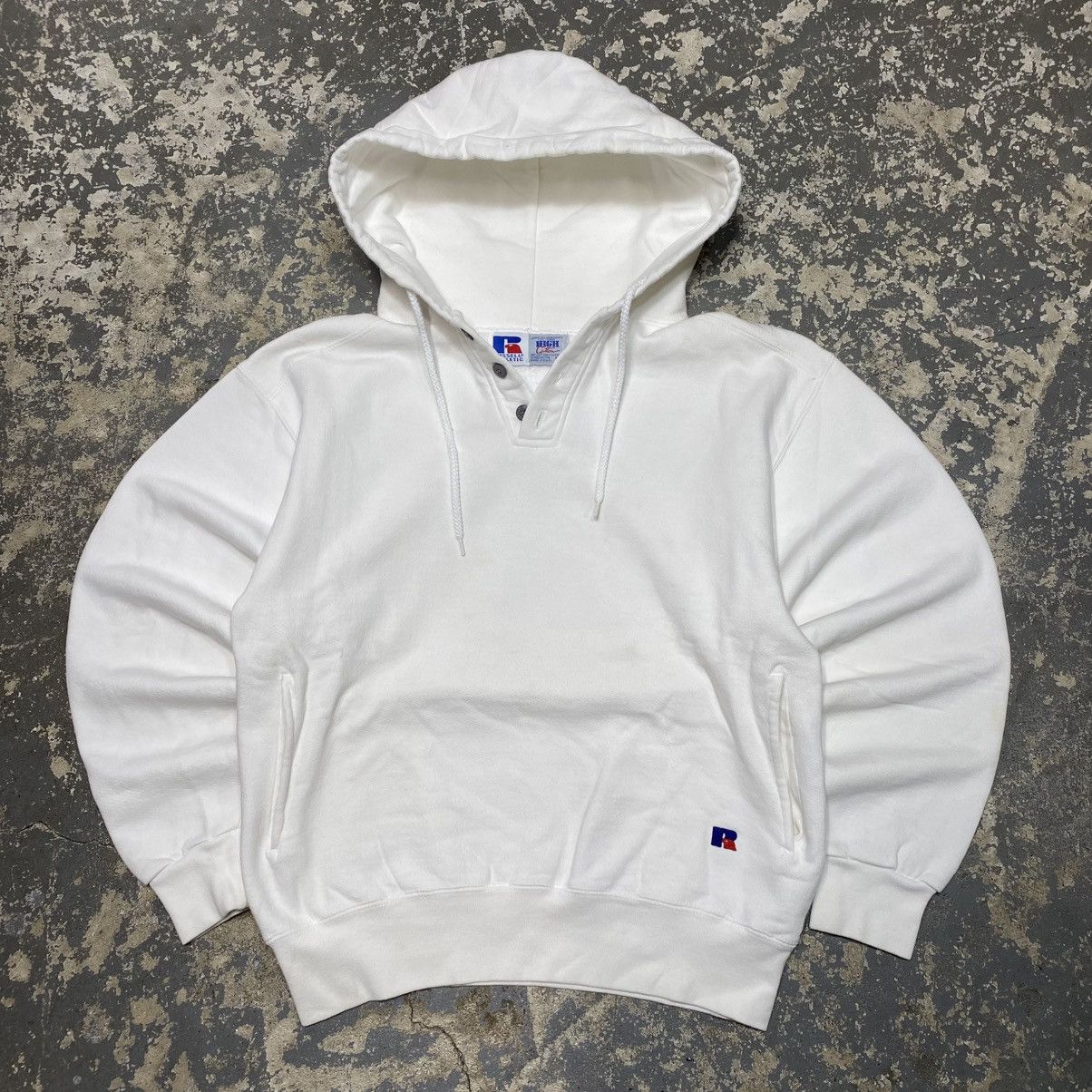 Russell Athletic × Vintage Vintage Russell Athletic White Blank Boxy Hoodie USA Size US M / EU 48-50 / 2 - 1 Thumbnail