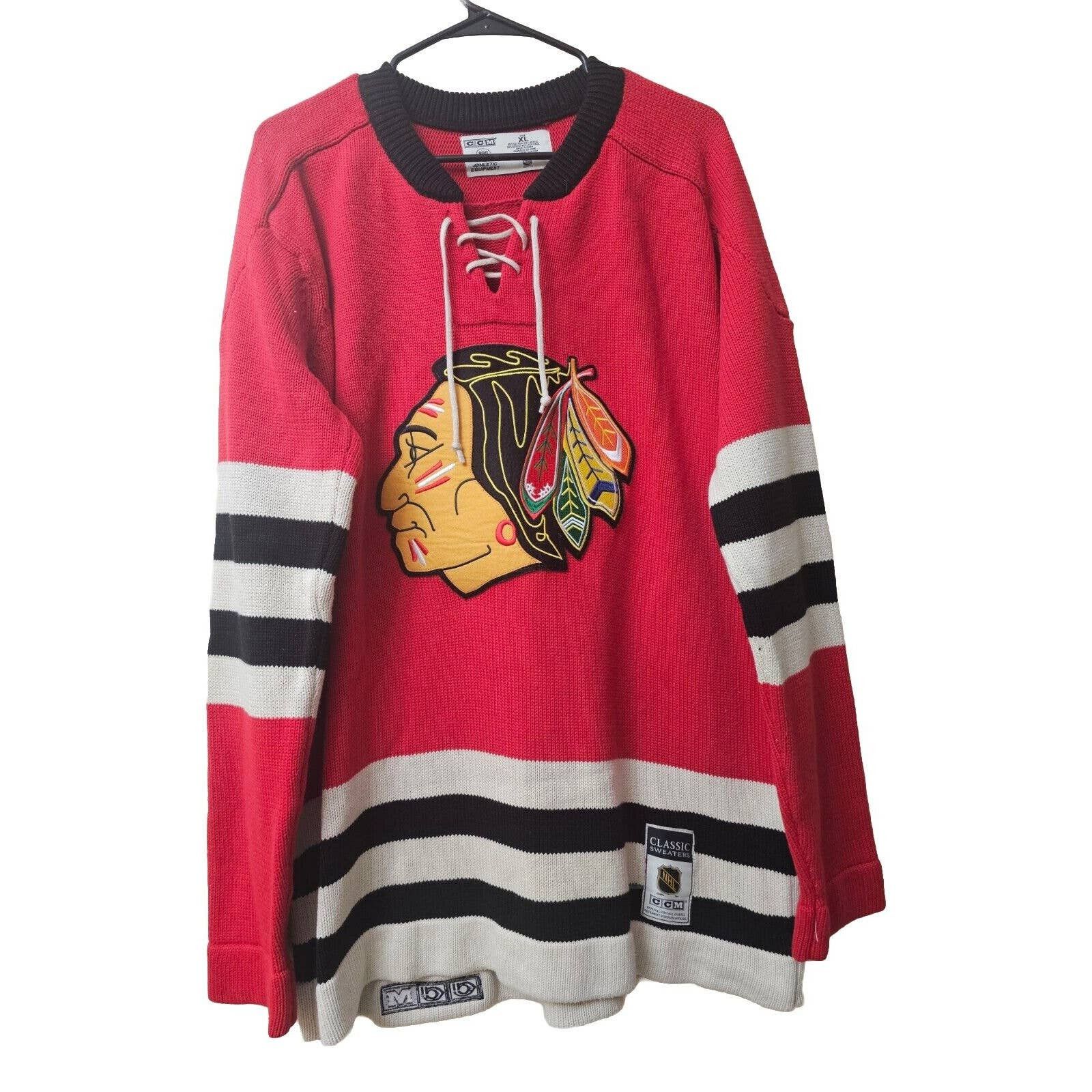 image of Chicago Blackhawks Ccm Vintage Nhl Sweater Jersey - Xlarge in Red, Men's