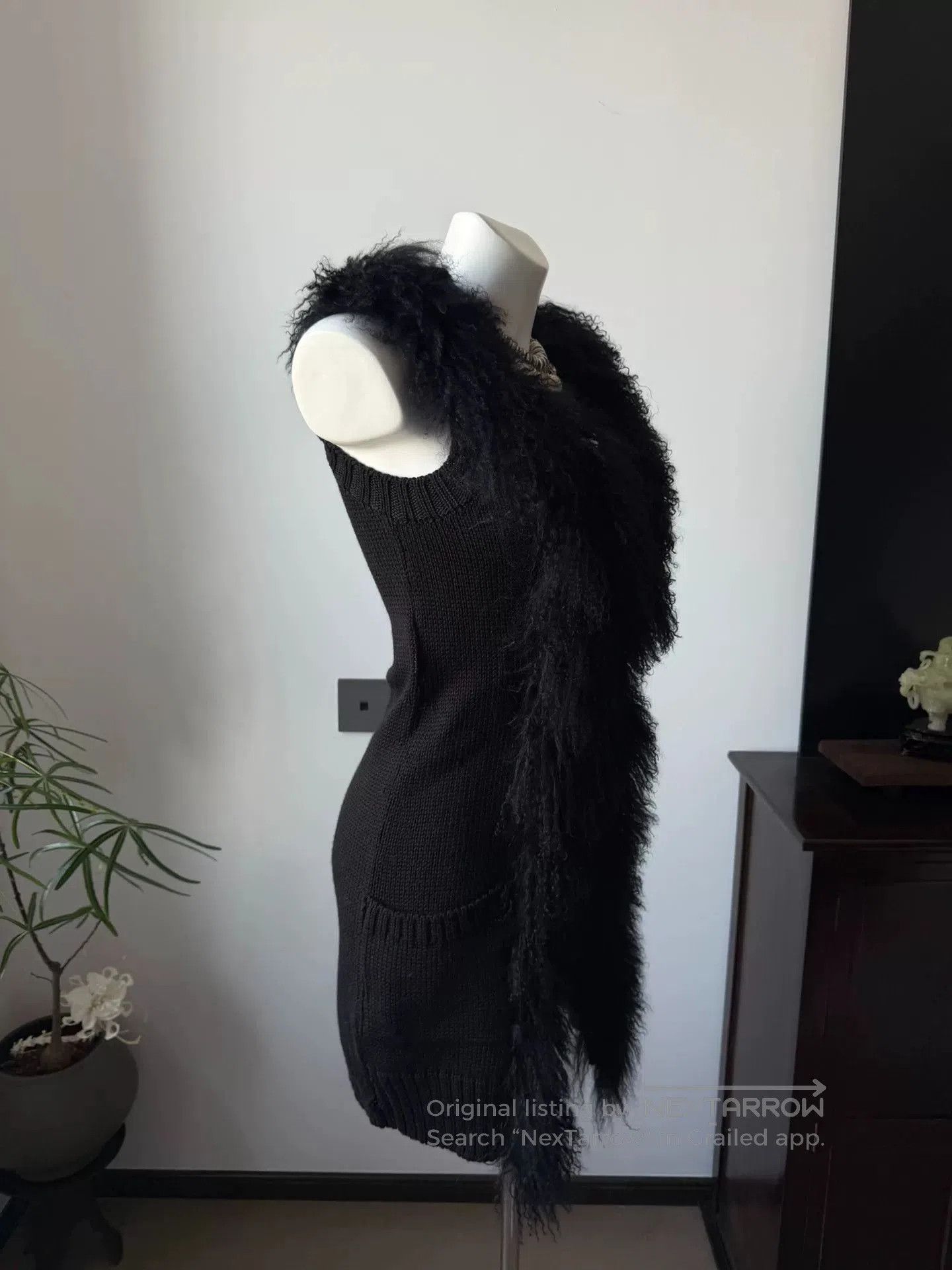 Paoloni PAOLAFRANI Knit Beaver Fur Collar Vest. Size M / US 6-8 / IT 42-44 - 6 Thumbnail