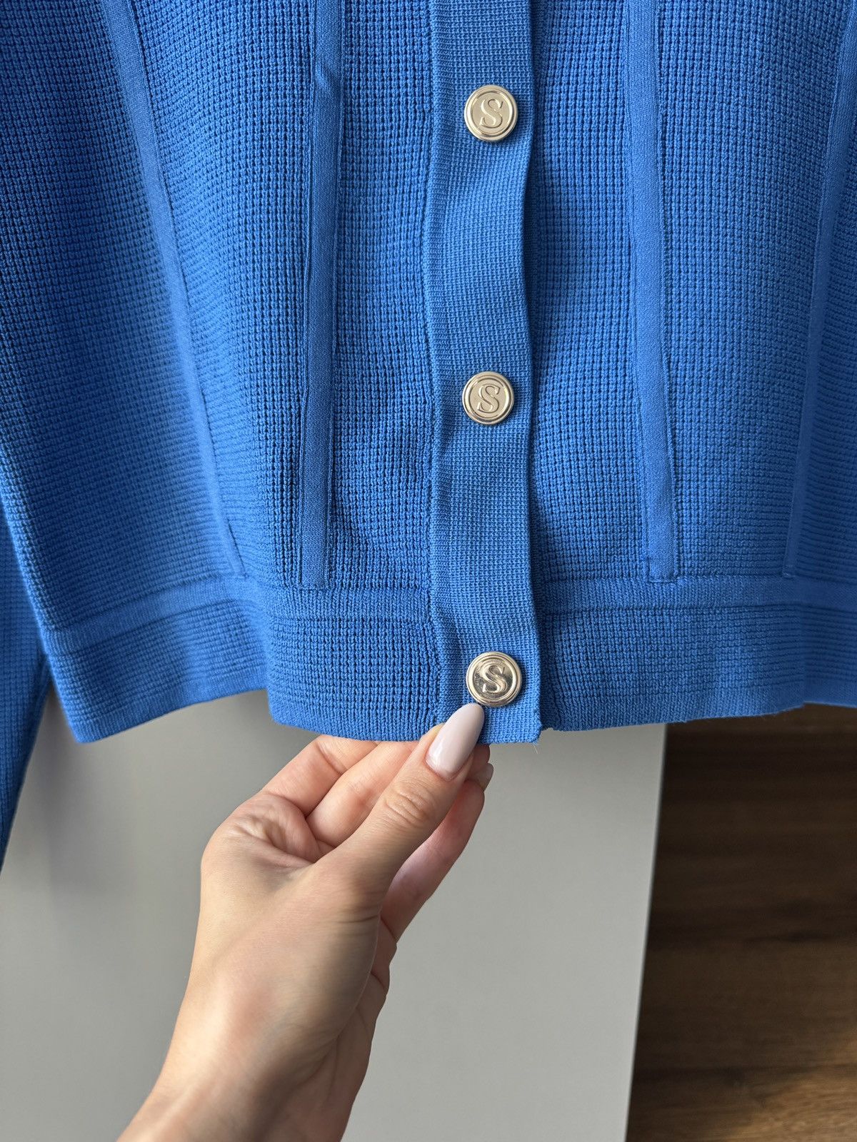 Sandro Sandro Paco Scalloped Ribbed-Knit in Blue Cardigan Size L / US 10 / IT 46 - 5 Thumbnail