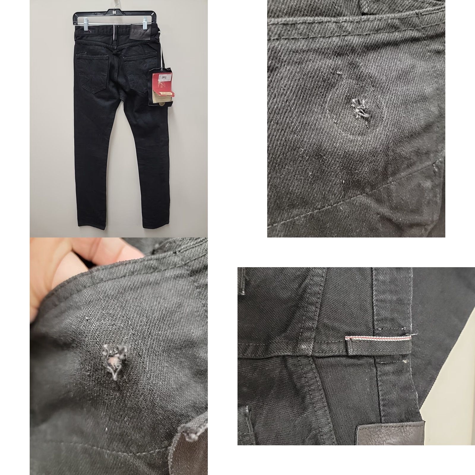 Prps PRPS Jeans Mens 28 Black Denim Inseam 34 90s Grunge Biker Raw Selvedge Straight Material Cotton Button Logo Solid Size US 28 / EU 44 - 8 Thumbnail