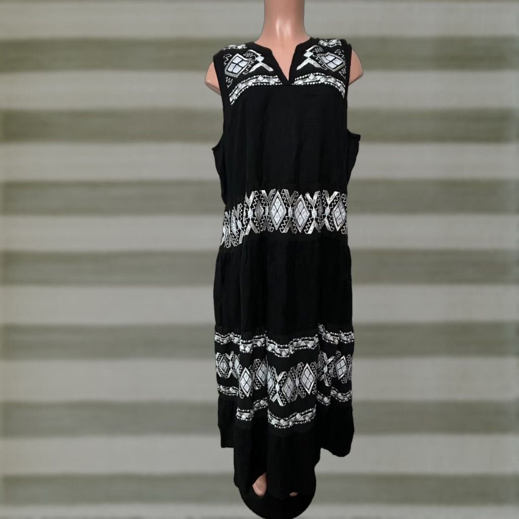 sachin and babi light blue dress White & Black Embroidered Maxi Dress