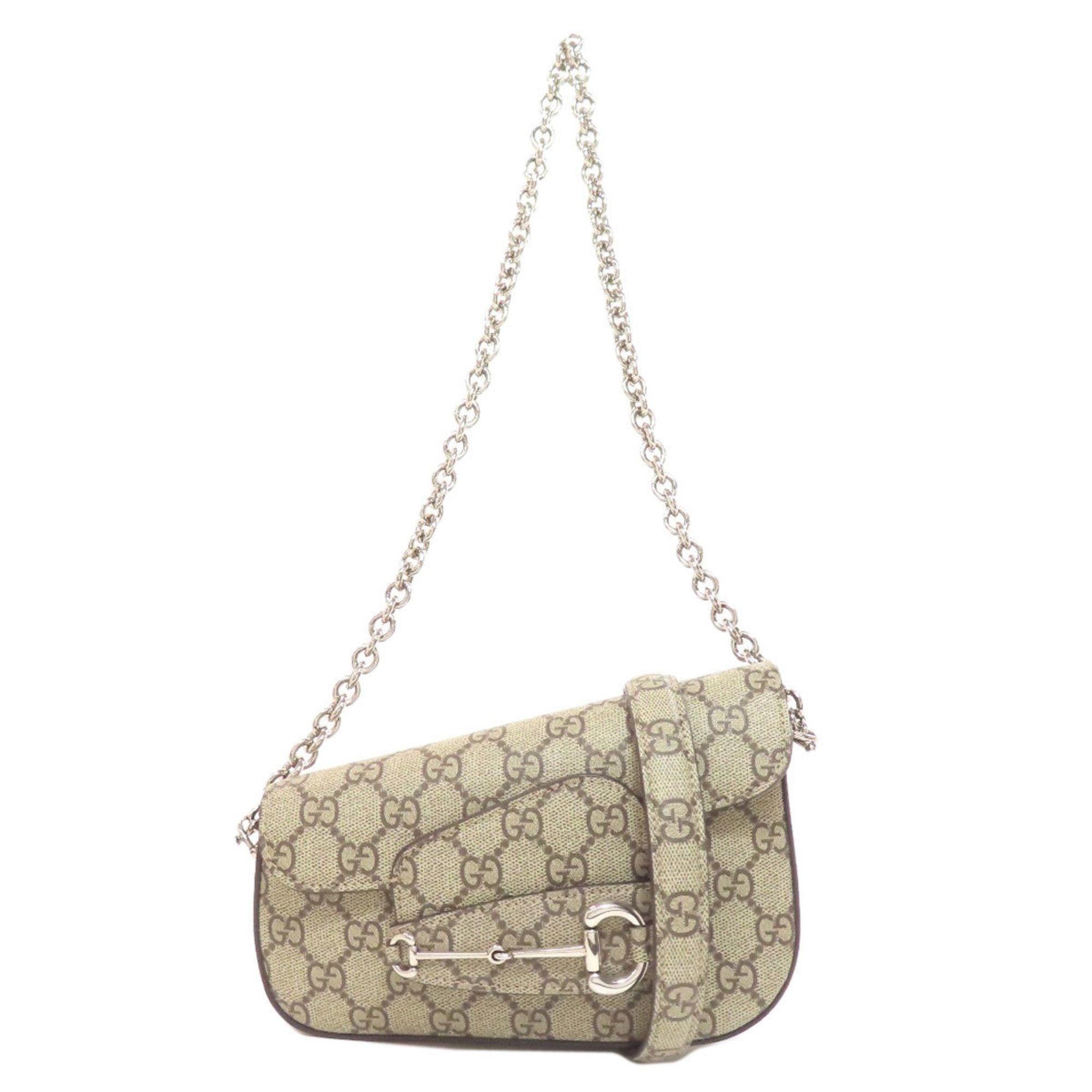 Gucci 774209 Horsebit GG Shoulder Bag For Women in Brown