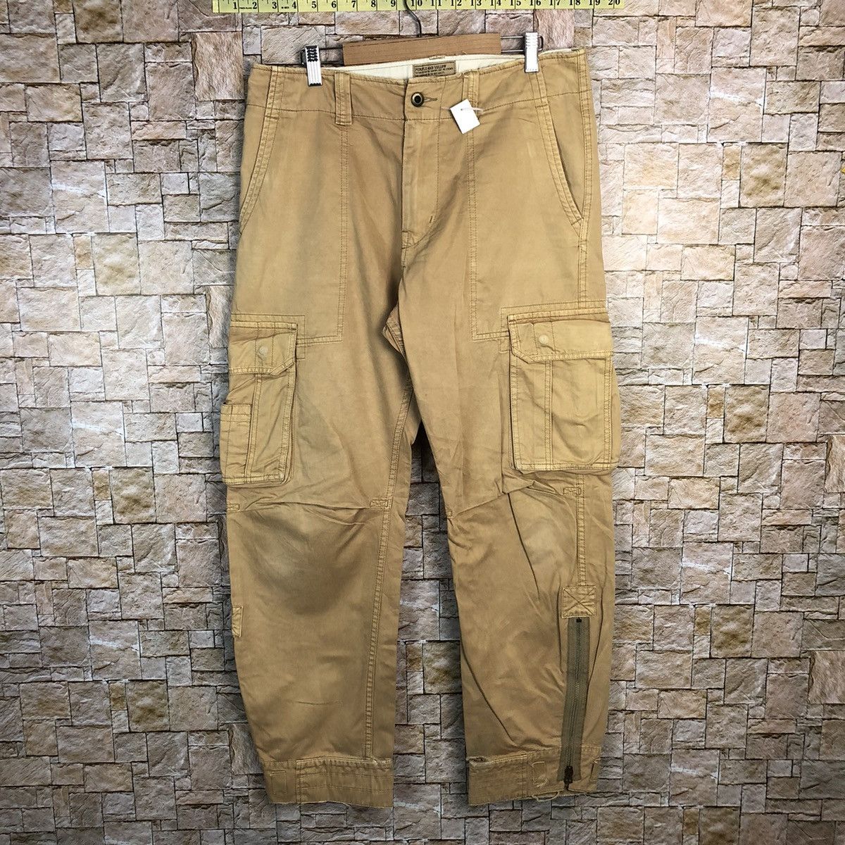 Japanese Brand DL Purple & Yellow Brown Cargo Multipocket Pants #A333 Size US 31 - 1 Thumbnail