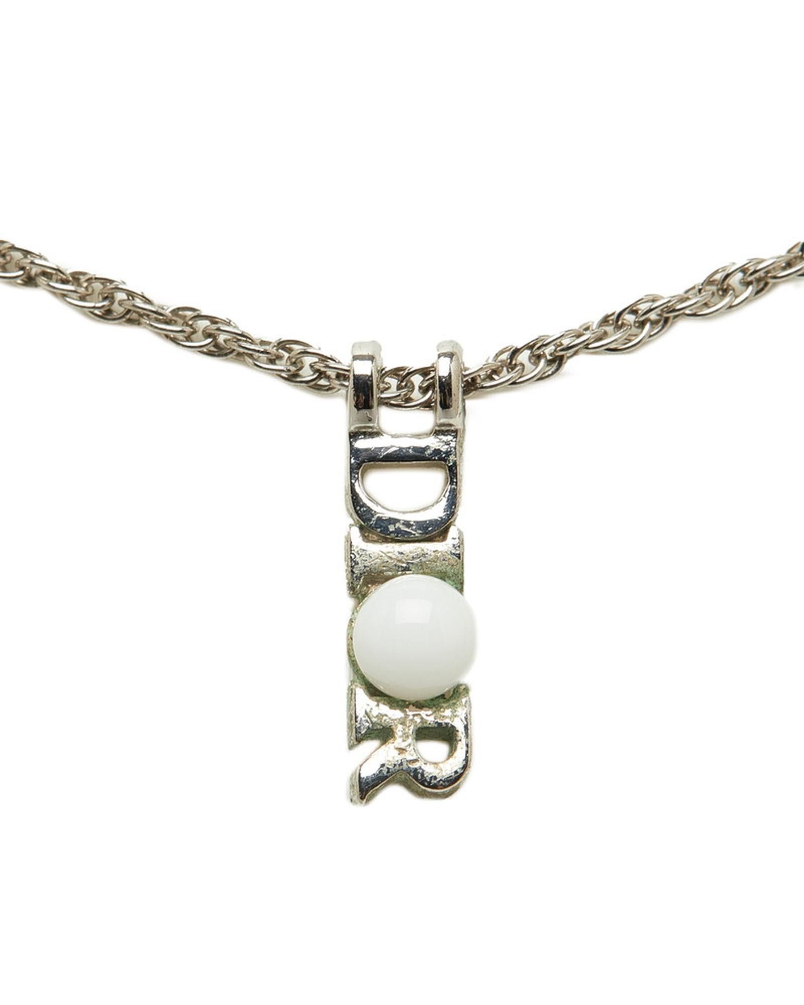 image of Dior Silver Logo Pendant Necklace, Women's