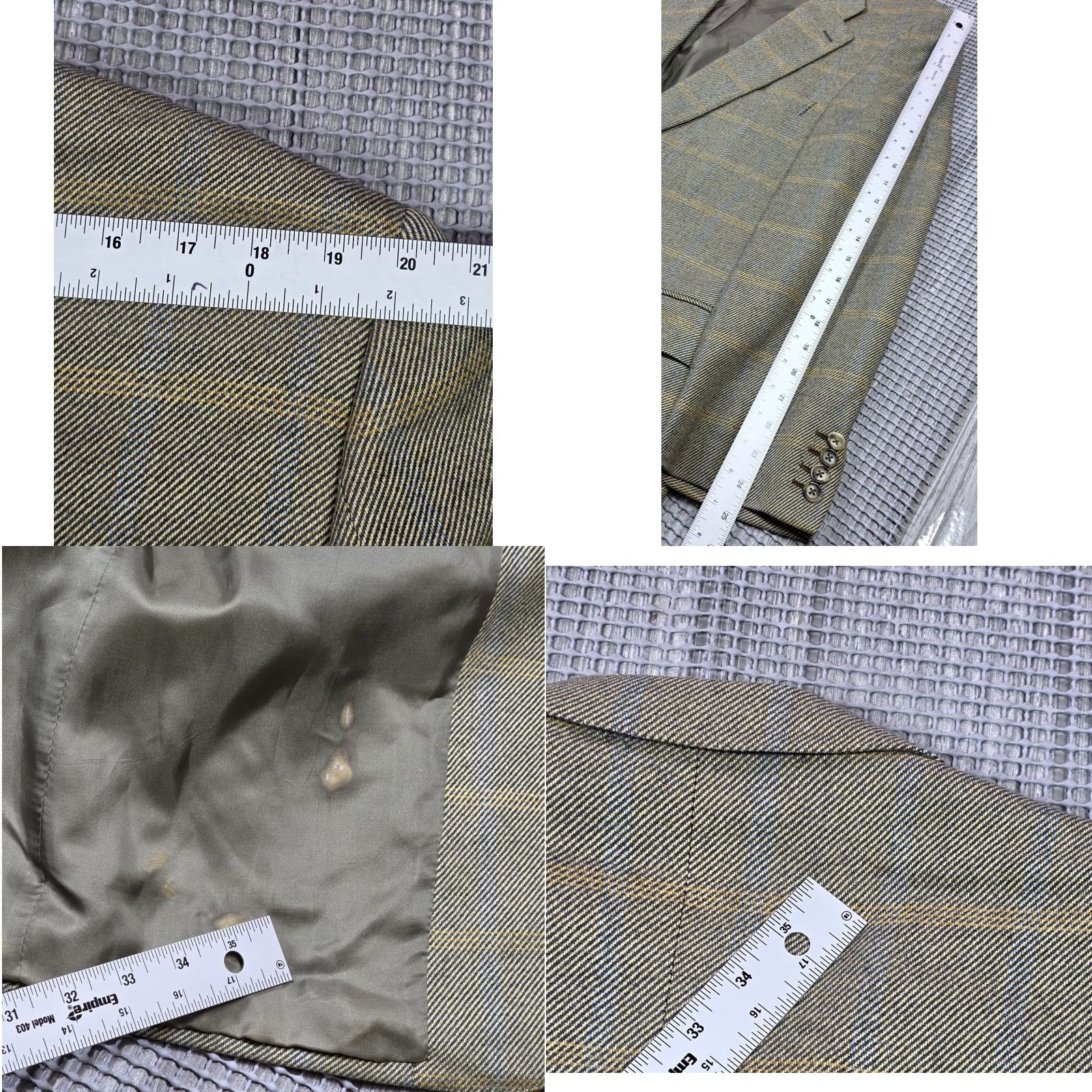 Ermenegildo Zegna ERMENEGILDO ZEGNA Blazer Mens 2 Button Front Glen Plaid 42R Beige Wool Tweed Notch Lapel Vintage No? Size 42R - 10 Thumbnail