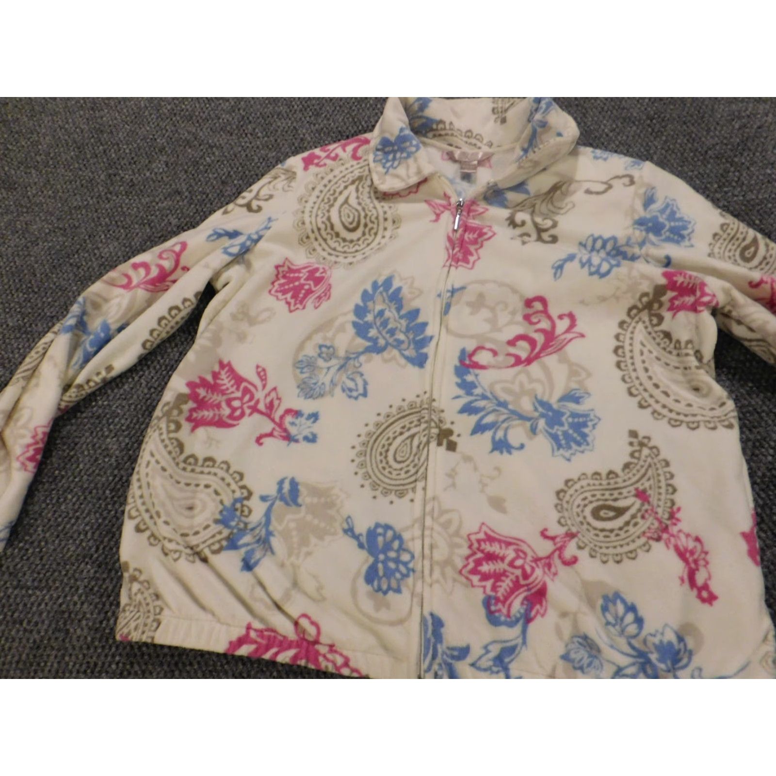 Vintage White Stag Jacket Women Long Beige Floral Zip Button Family Casual Winter XL/US Size XL / US 12-14 / IT 48-50 - 3 Thumbnail