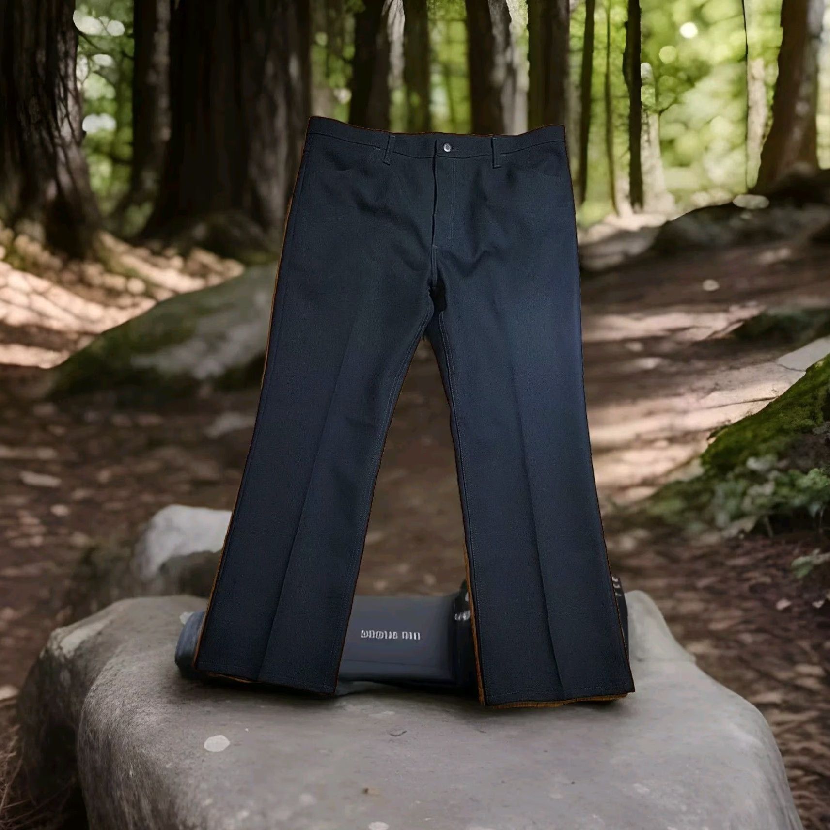 Wrangler VINTAGE Wrangler Slacks Pants Polyester 82NV 40" X 30" Black Never Worn Cowboy Rockabilly 1980s Mens Wrangler Jeans Pants Black 1980s Cowboy Mens Size US 40 / EU 56 - 3 Thumbnail