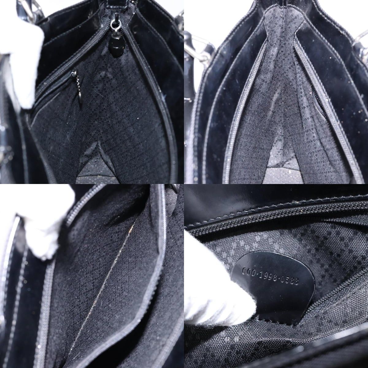 Gucci GUCCI Bamboo Handbag Canvas Black Silver 000 1998 000 1998 Size ONE SIZE - 12 Thumbnail
