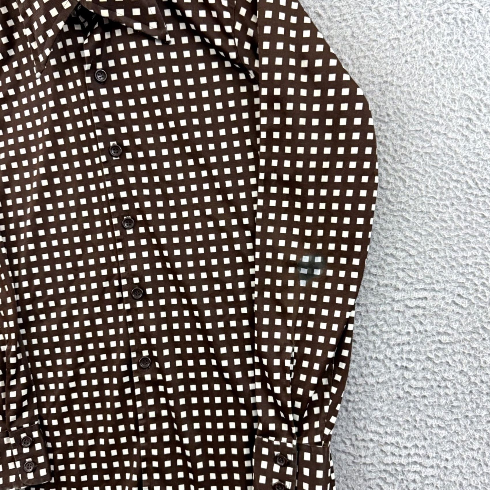 DANCER VINTAGE Disco Spirit of California 70s Button-Up Shirt Mens M Brown Long Sleeve Geometric Abstract Dance Casual Party/Cocktail Travel Size US M / EU 48-50 / 2 - 5 Thumbnail