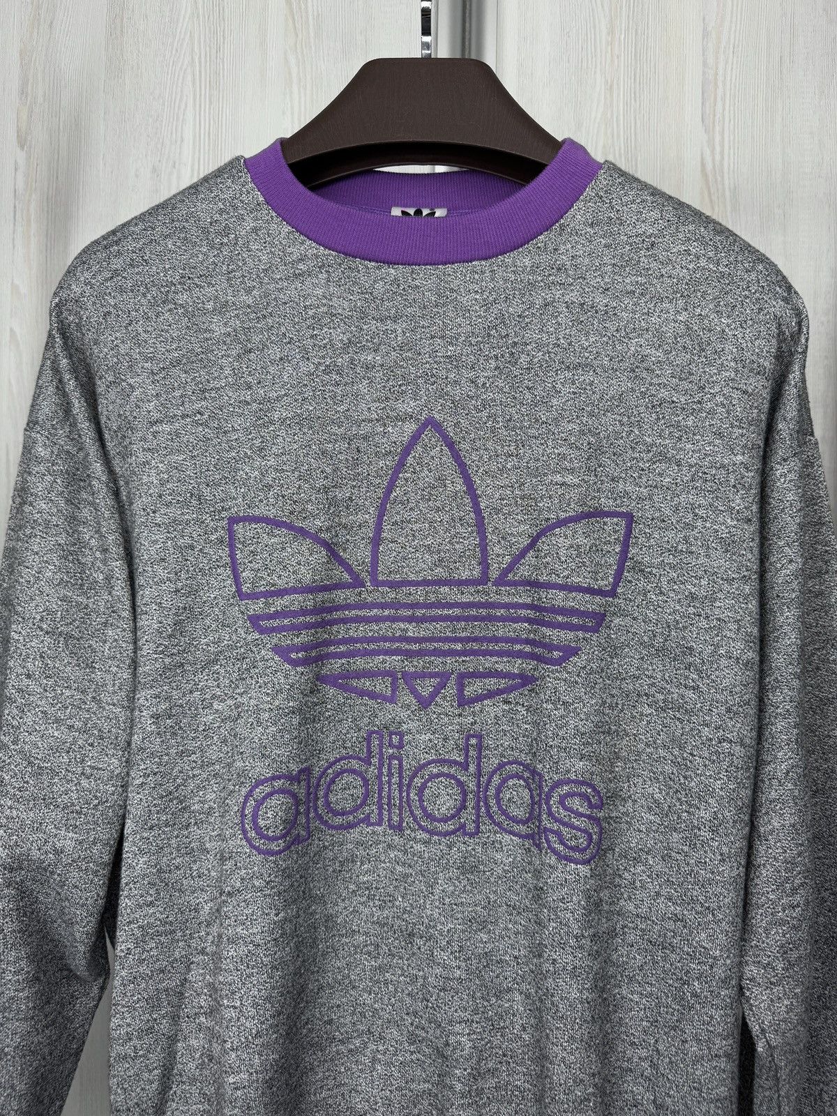Adidas Adidas Vintage 90s Big Logo grey purple sweatshirt jumper Size US M / EU 48-50 / 2 - 3 Thumbnail