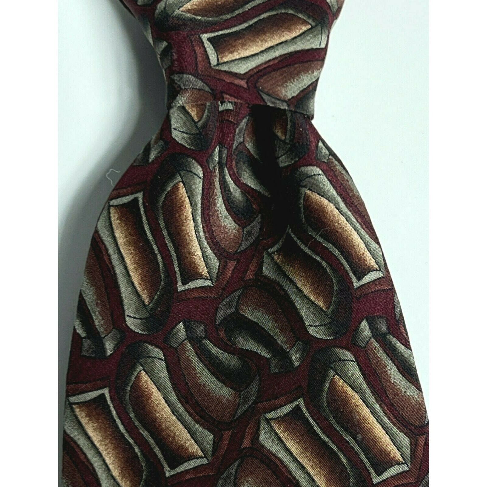 Other Jerry J Garcia Red Geometric 100% Silk Necktie Neck Tie Size ONE SIZE - 1 Thumbnail