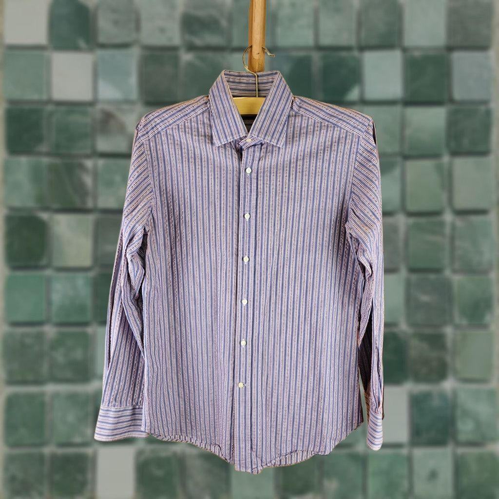 Etro ETRO Milano Dress Striped Long Sleeve Button Dress Shirt SZ 40 (M) Multicolor Mens Shirt Size 40R - 1 Thumbnail