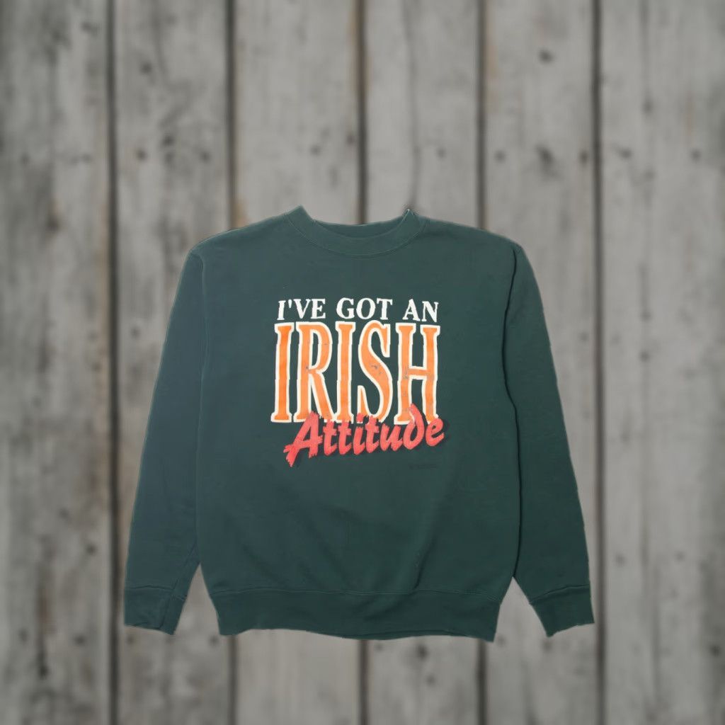 Vintage VINTAGE Nationalities Sweatshirt Green 1990s Unisex Adults X-Large Pullover Size US XL / EU 56 / 4 - 1 Thumbnail