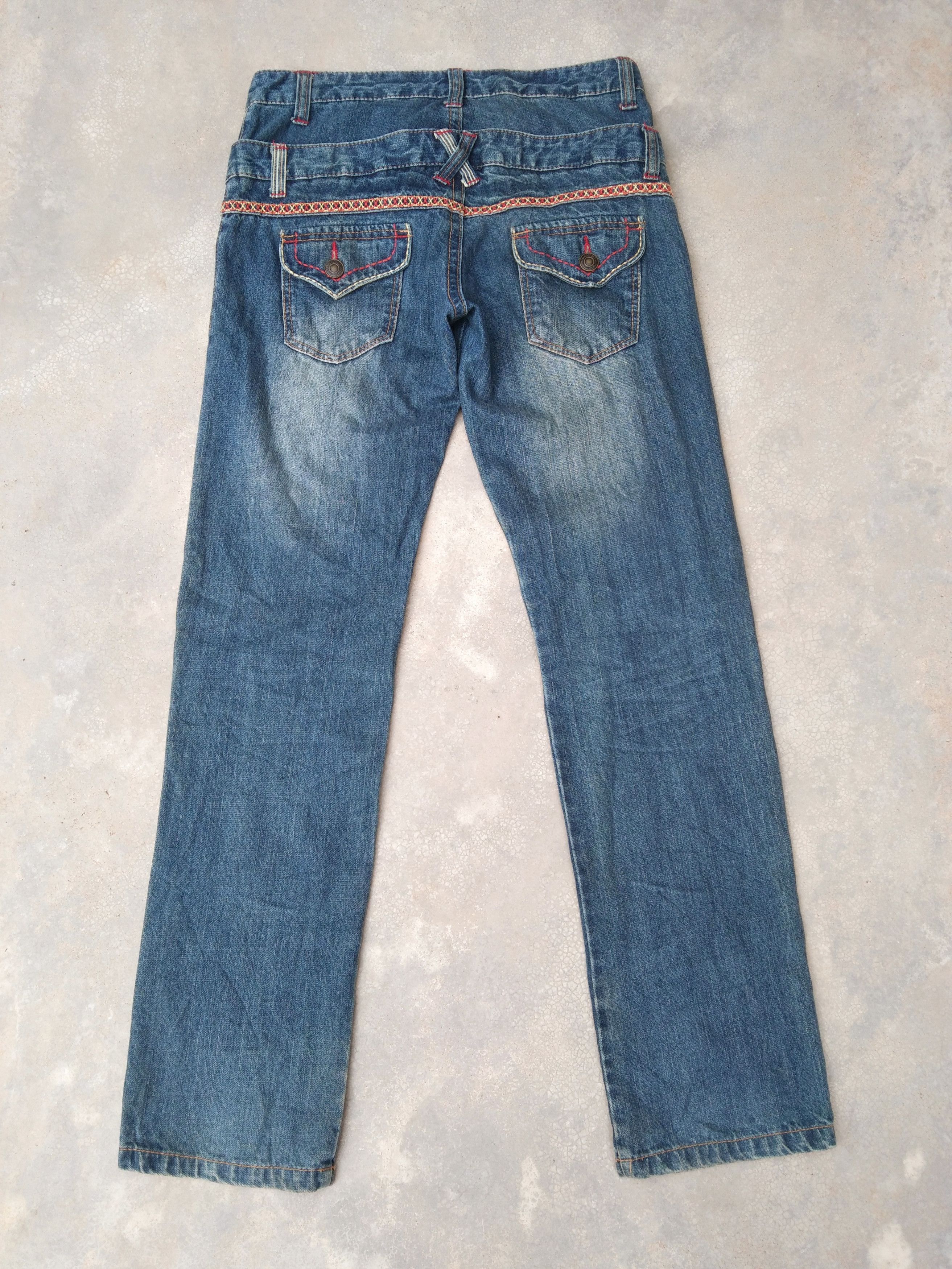 Japanese Brand × Jean Vintage Japanese Double Waist Retro Punk Jeans Style 32x32 Size US 32 / EU 48 - 2 Thumbnail