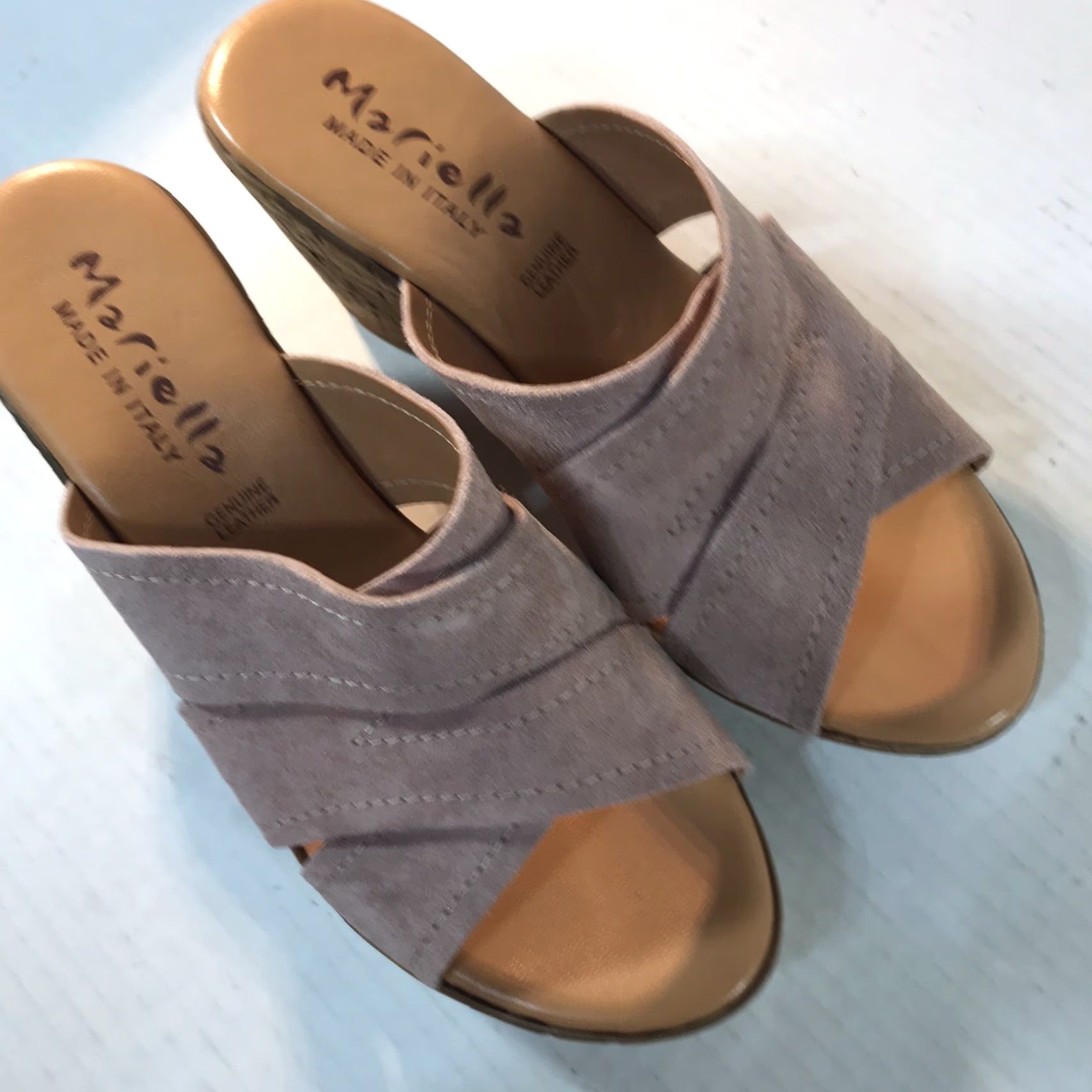 Vintage Mariella Pink Suede Wedge Slides Womens Size 6.5 High Heel Casual Italy Size US 7 / IT 37 - 2 Thumbnail