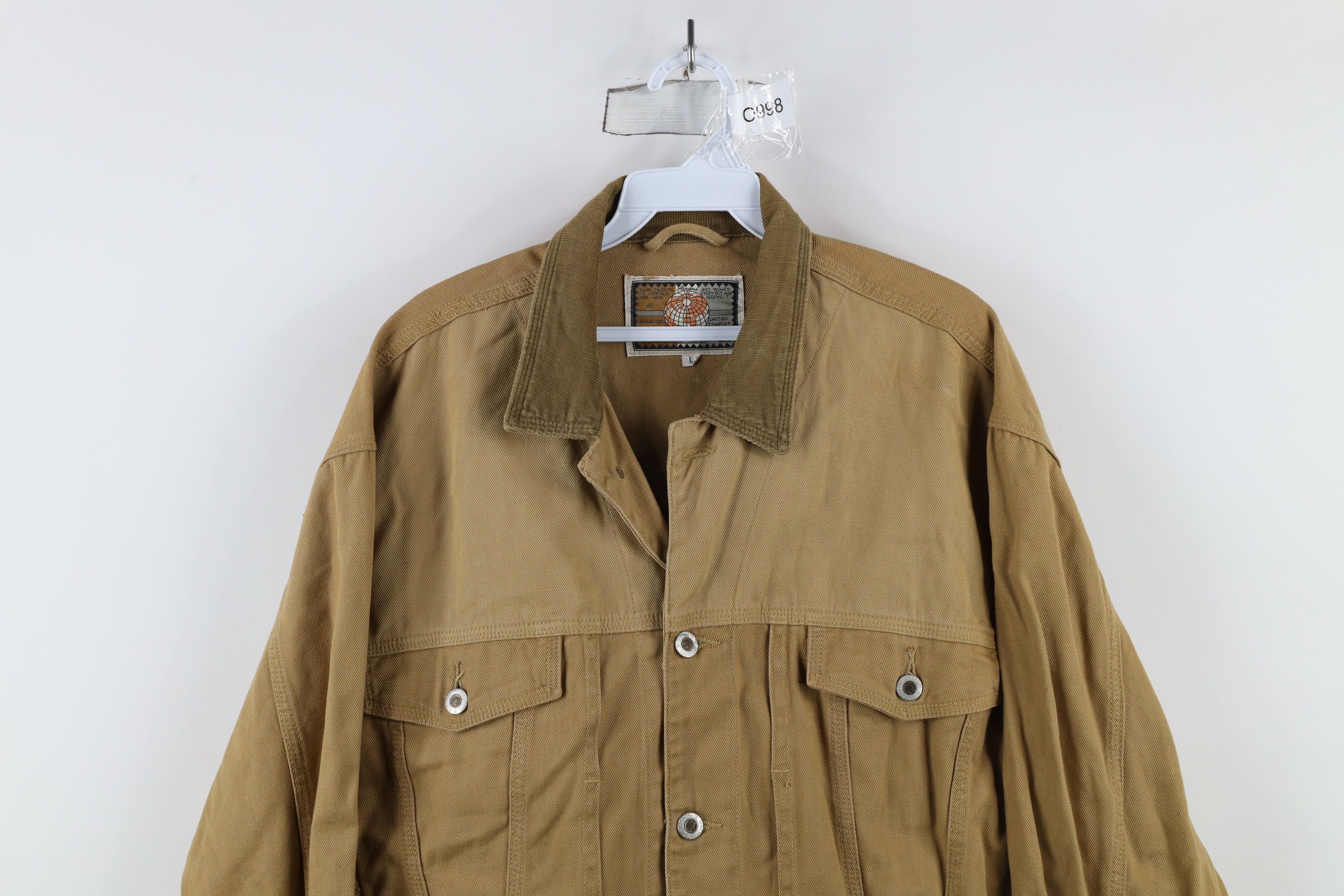 Vintage Vintage 90s Streetwear Corduroy Collar Denim Trucker Jacket Size US L / EU 52-54 / 3 - 2 Thumbnail