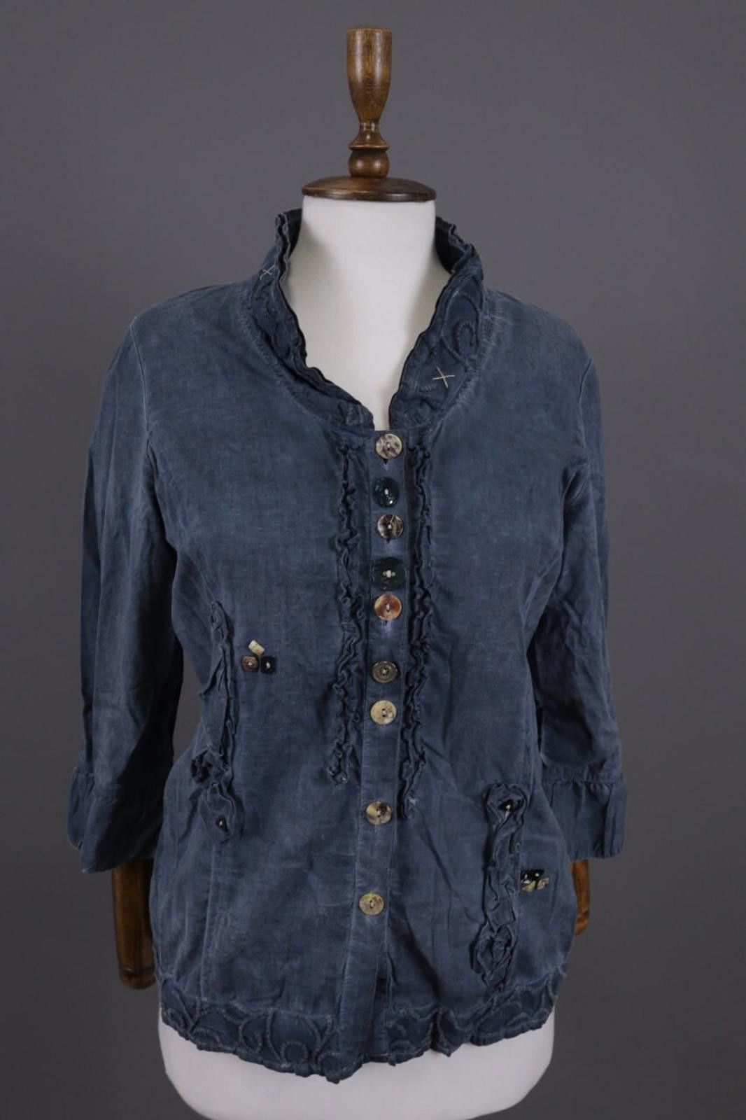 Bottega Veneta Bottegi Blue Designed Lagenlook Blouse Jacket Size S Size S / US 4 / IT 40 - 1 Thumbnail