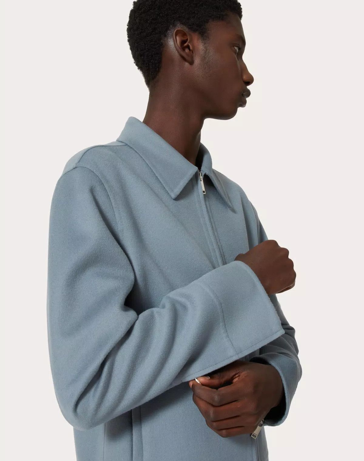 Valentino oc11z0625 Double Faced Wool Cashmere Jacket in Dusty Blue Size US M / EU 48-50 / 2 - 5 Thumbnail