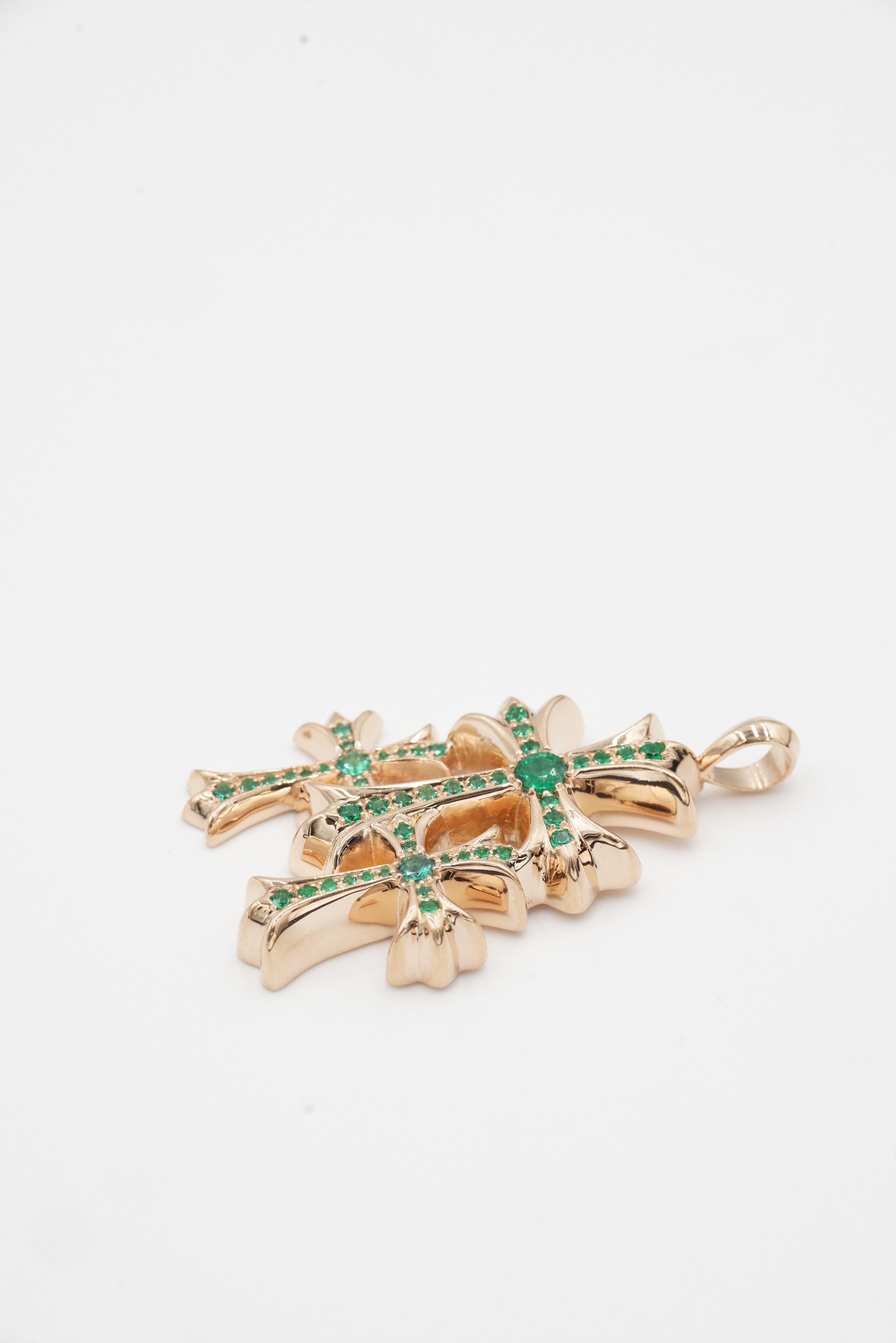 Chrome Hearts Chrome Hearts 22k Emerald Triple Cross Pendant Size ONE SIZE - 9 Thumbnail