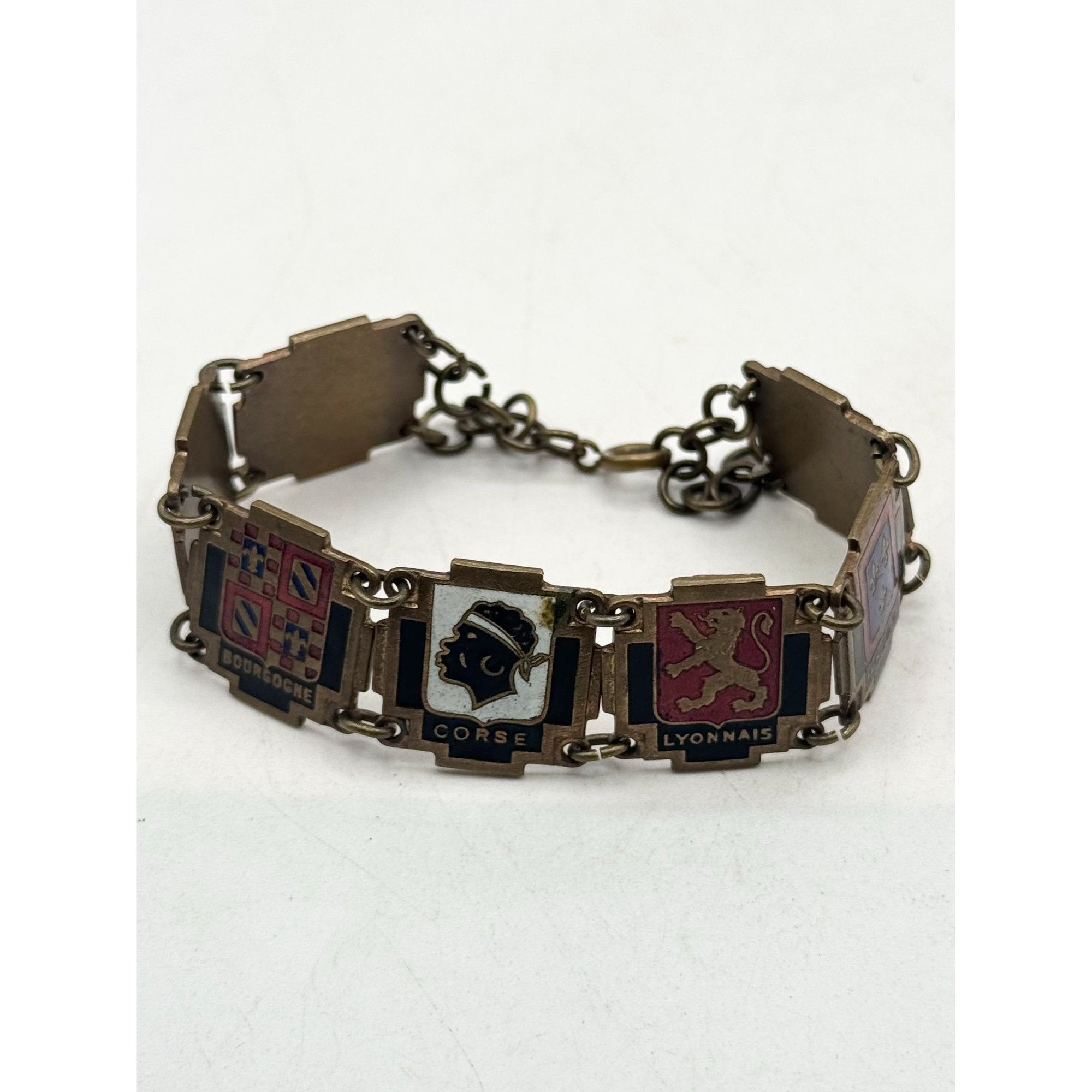 Vintage estate enamel France Souvenir Travel Bracelet