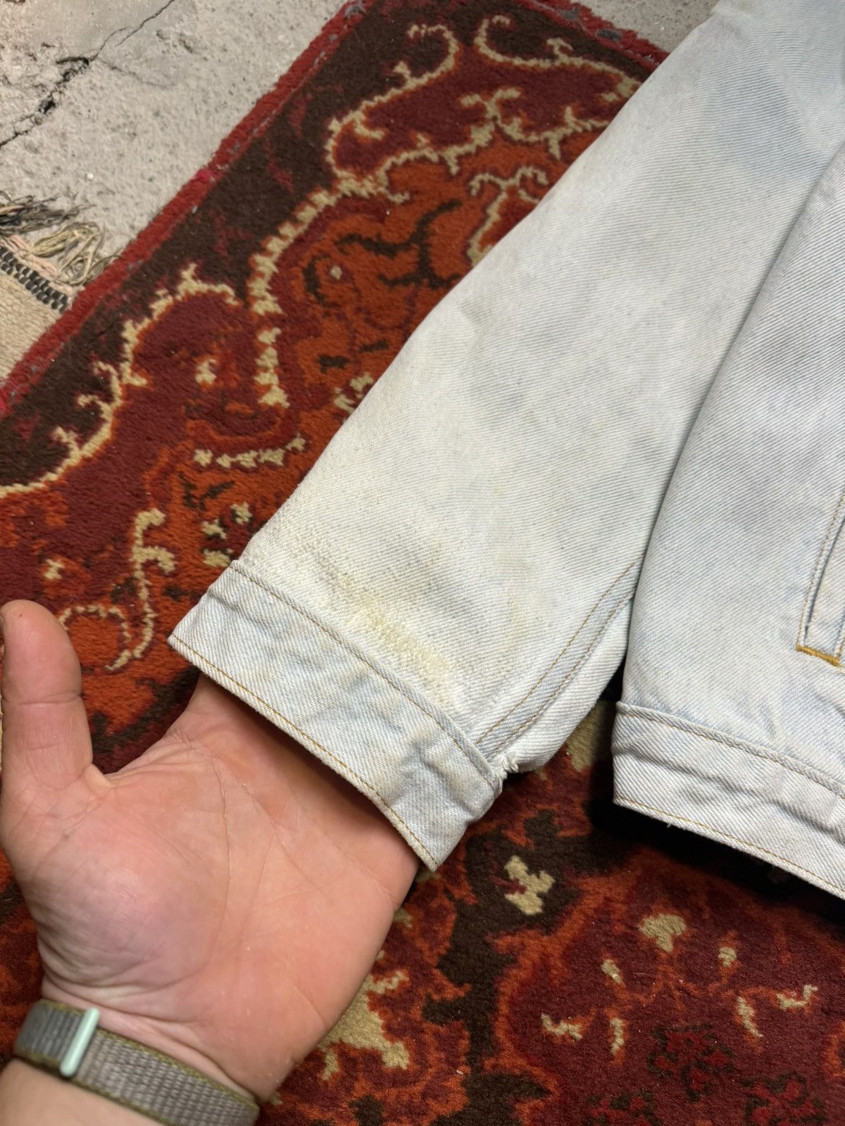 Levi's × Vintage Vintage Y2K Levi’s Rare 80s White Denim Fade Jacket Size US L / EU 52-54 / 3 - 3 Thumbnail