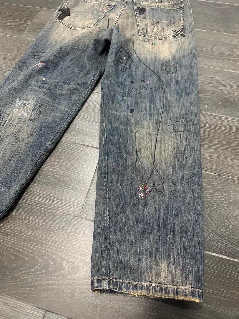 Balenciaga Balenciaga SS23 Dark Distressed Rhinestone Denim Size US 34 / EU 50 - 17 Thumbnail