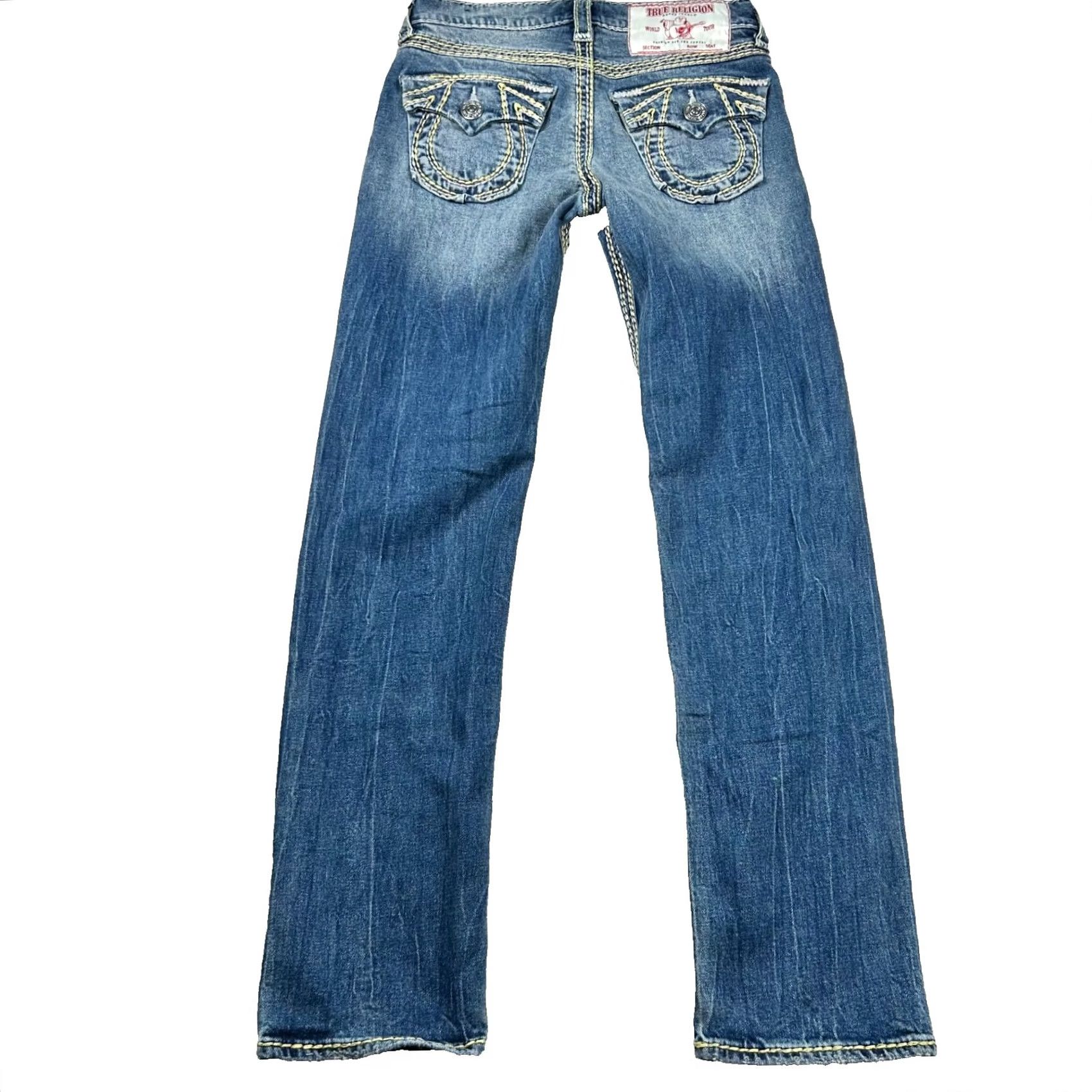 True Religion VINTAGE True Religion Jeans Womens 24 Ricki Relaxed Straight Contrast Stitch Western Jeans Size 42" / US 20 - 2 Thumbnail