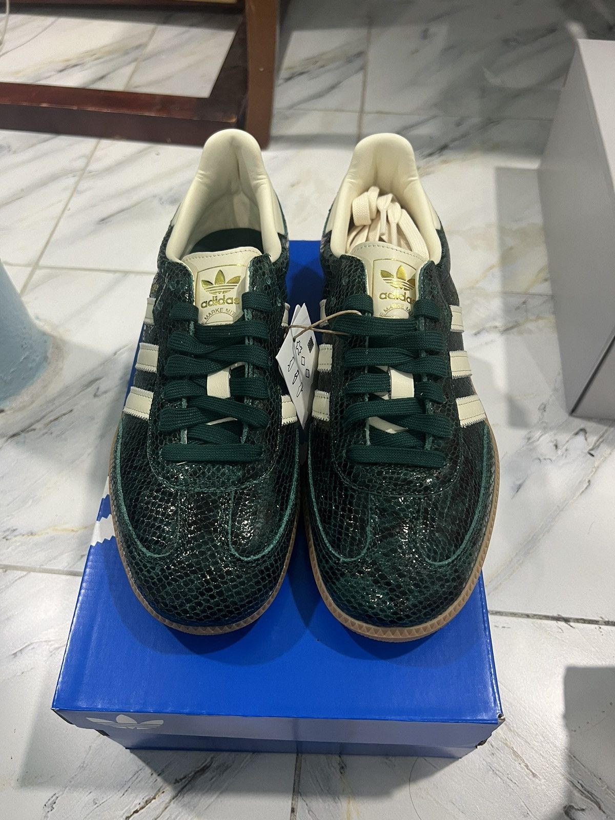 adidas Womens Samba OG Collegiate Green Gum Snakeski Size 9W