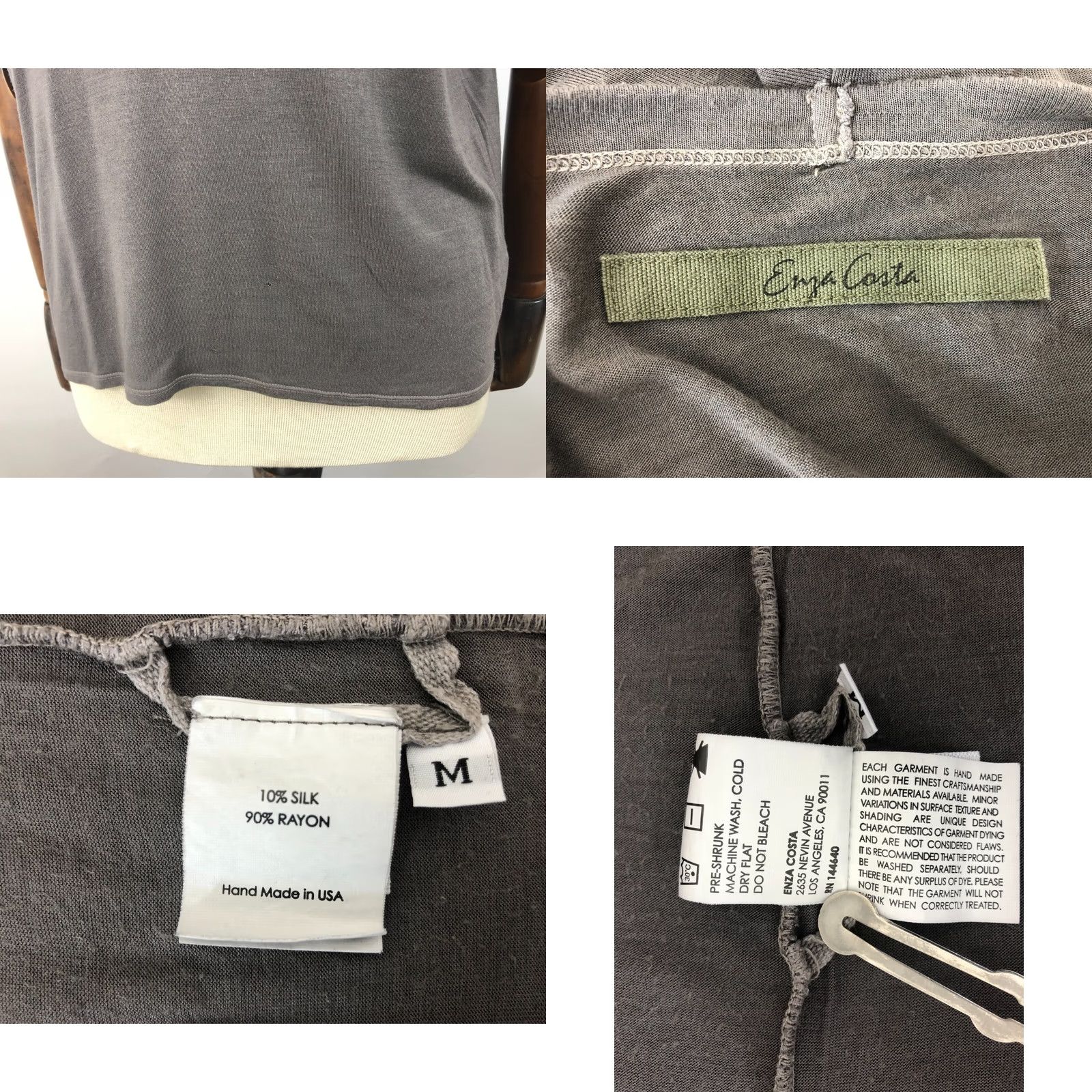 Enza Costa Enza Costa Top Womens M Gray Rayon Women Size Hand Made Size M / US 6-8 / IT 42-44 - 8 Thumbnail