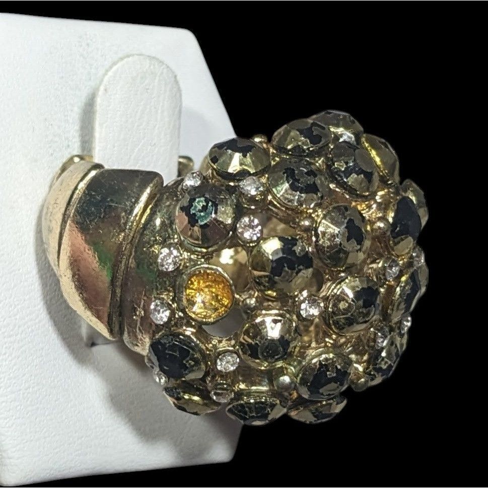 Other Chunky Rhinestone Gold Tone Dome Stretch Size 6 1/2 Size ONE SIZE - 3 Thumbnail